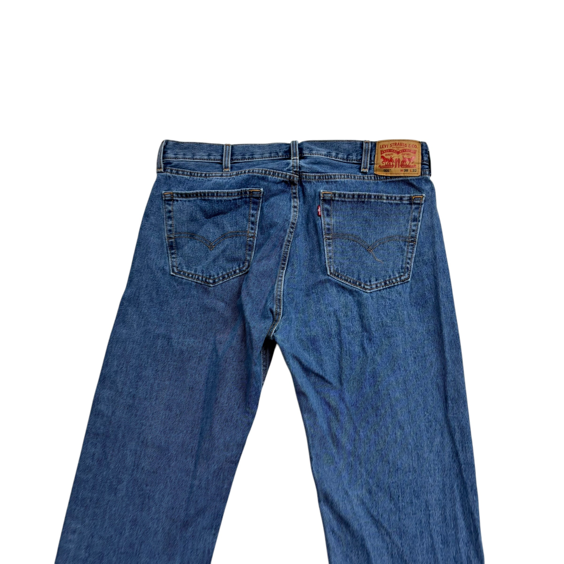 Levis 505 Jeans W38 L32 Mens Mid Blue Regular Straight Fit Denim