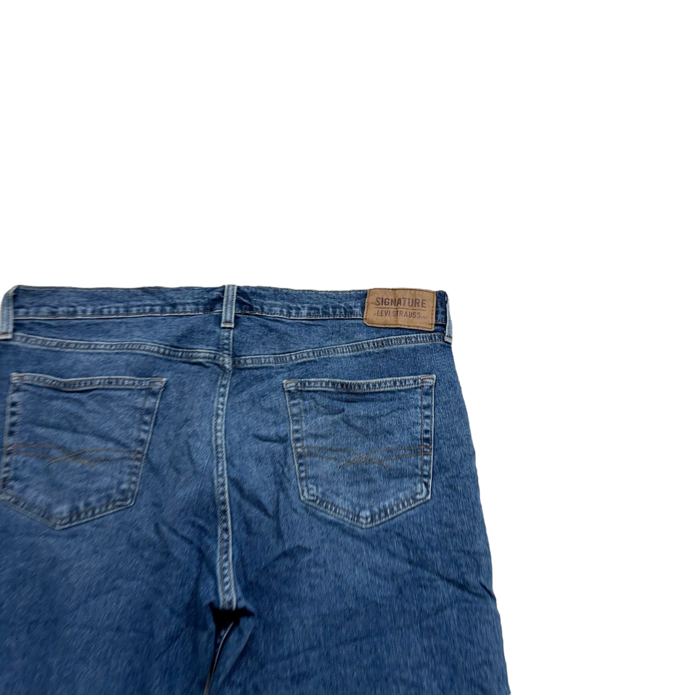 Levis Signature Jeans W36 L30 Mens Mid Blue Relaxed Straight Fit Stretch (E)