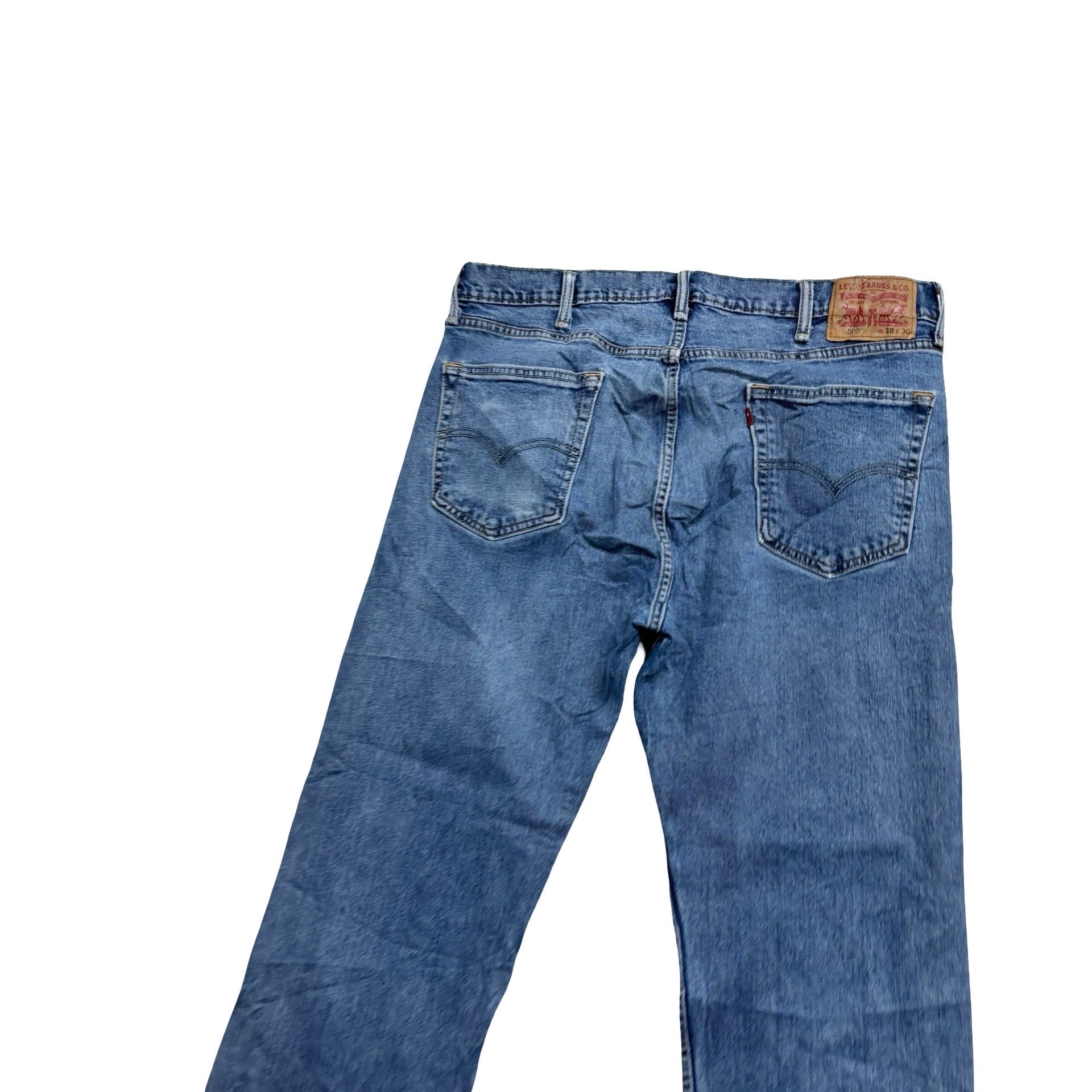 Levis 505 Jeans W36 L30 Mens Mid Blue Regular Straight Fit Stretch Denim