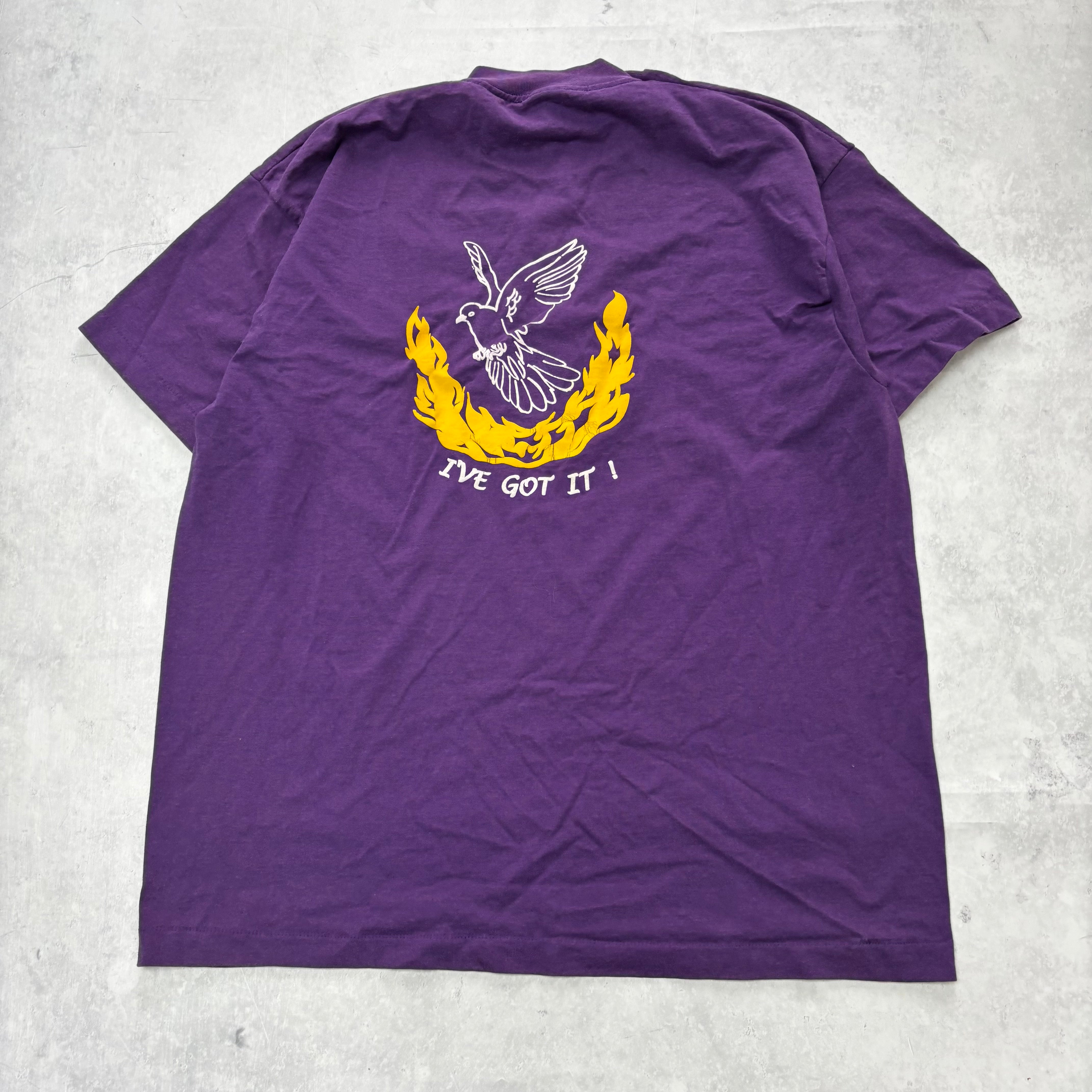 Vintage T Shirt Mens XL Purple Single Stitch Graphic Print 90s USA (E)