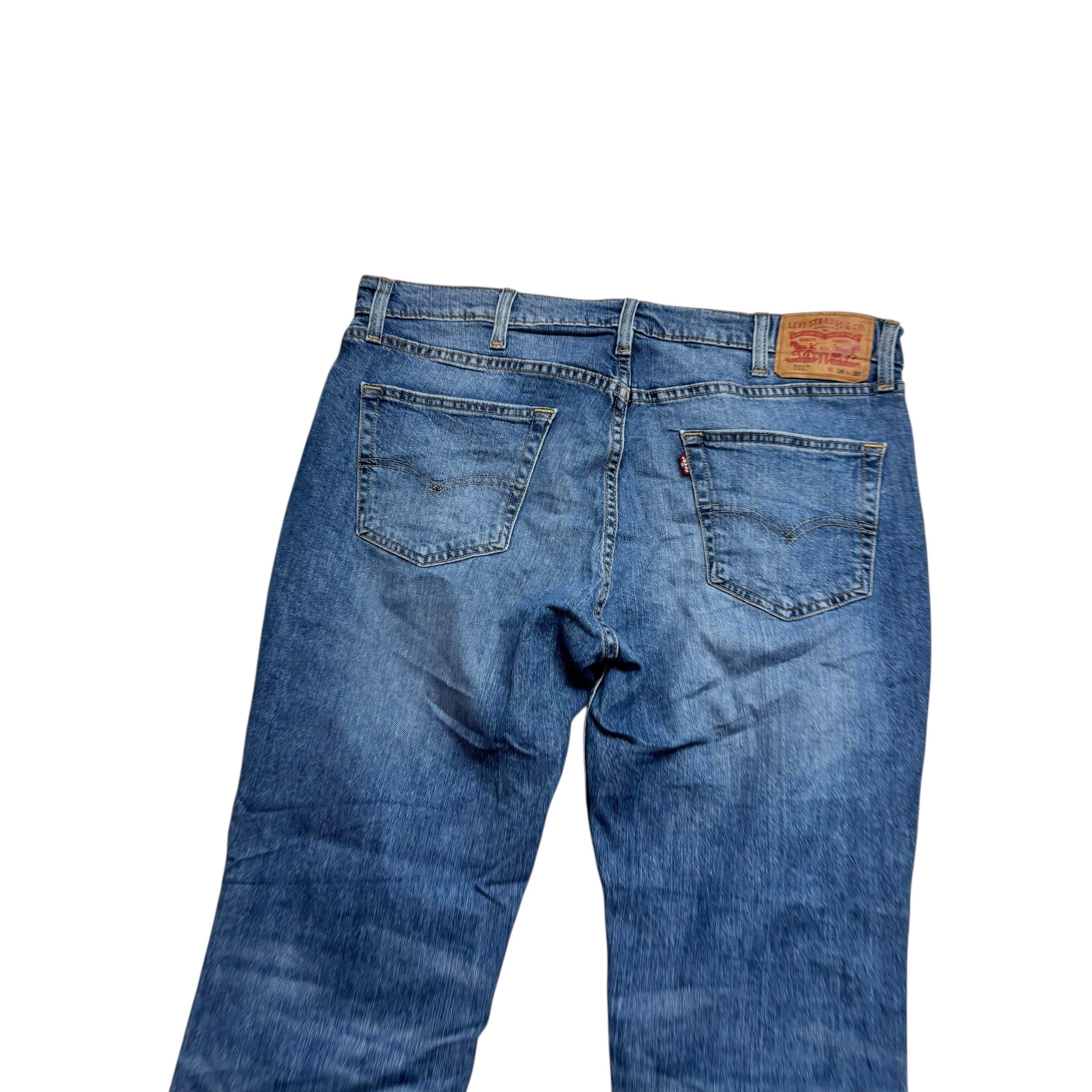 Levis 511 Jeans W38 L30 Mens Mid Blue Slim Fit Stretch Denim (E)