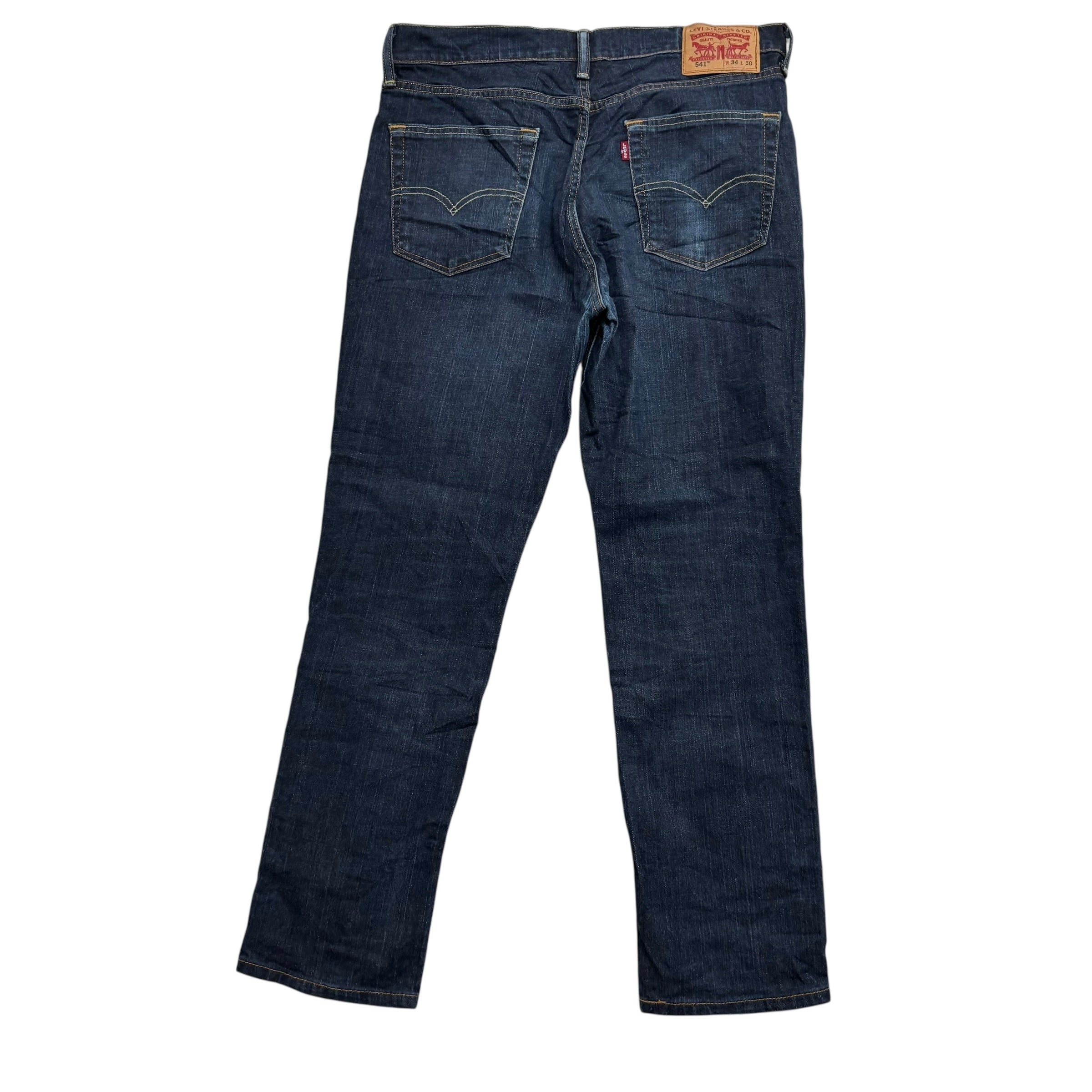 Levis 541 Jeans W33 L29 Mens Dark Blue Athletic Tapered Fit Stretch Denim