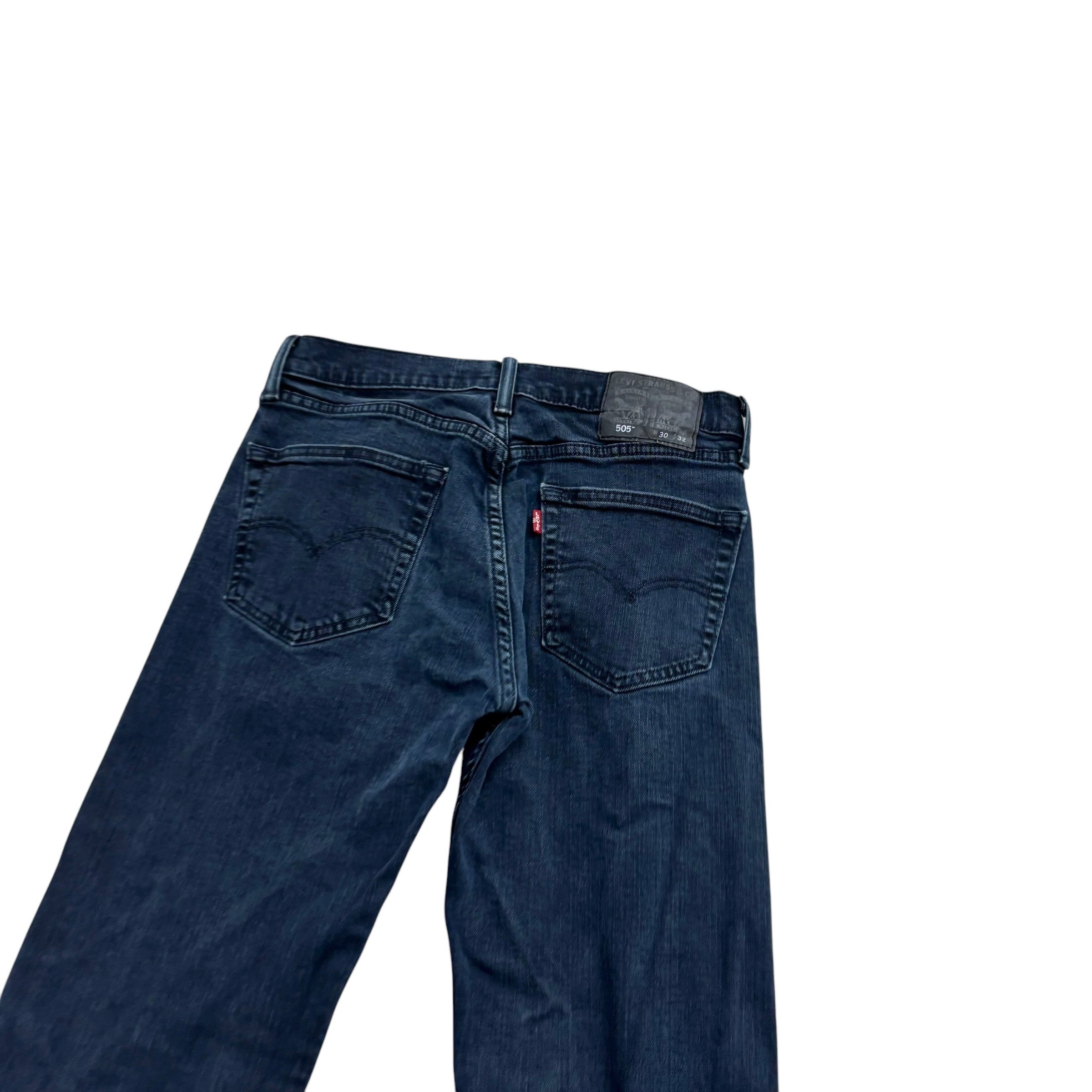 Levis 505 Jeans W29 L31 Mens Navy Blue Regular Straight Fit Stretch Denim