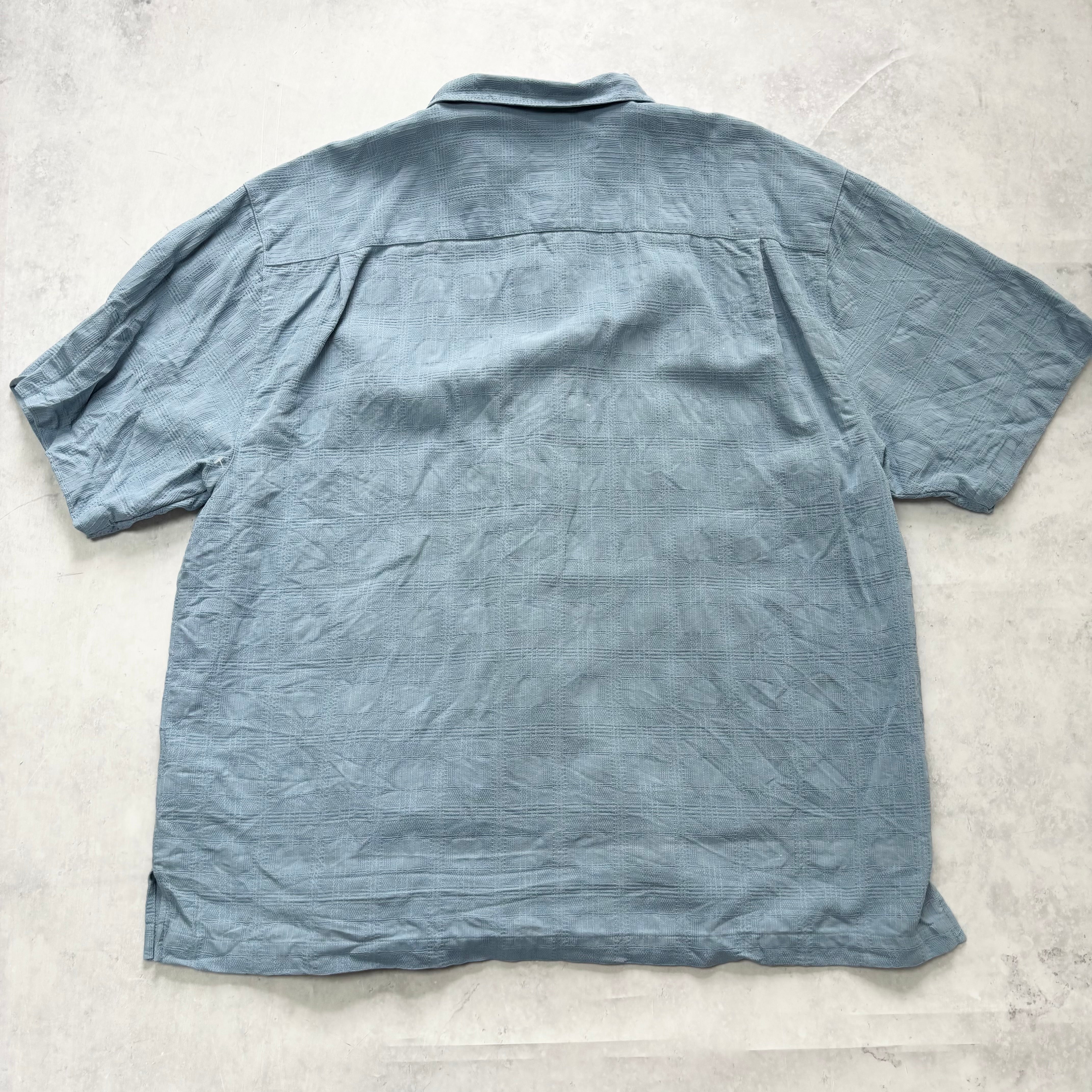 Vintage Slik Shirt Mens XXL Blue Check Short Sleeve (E)