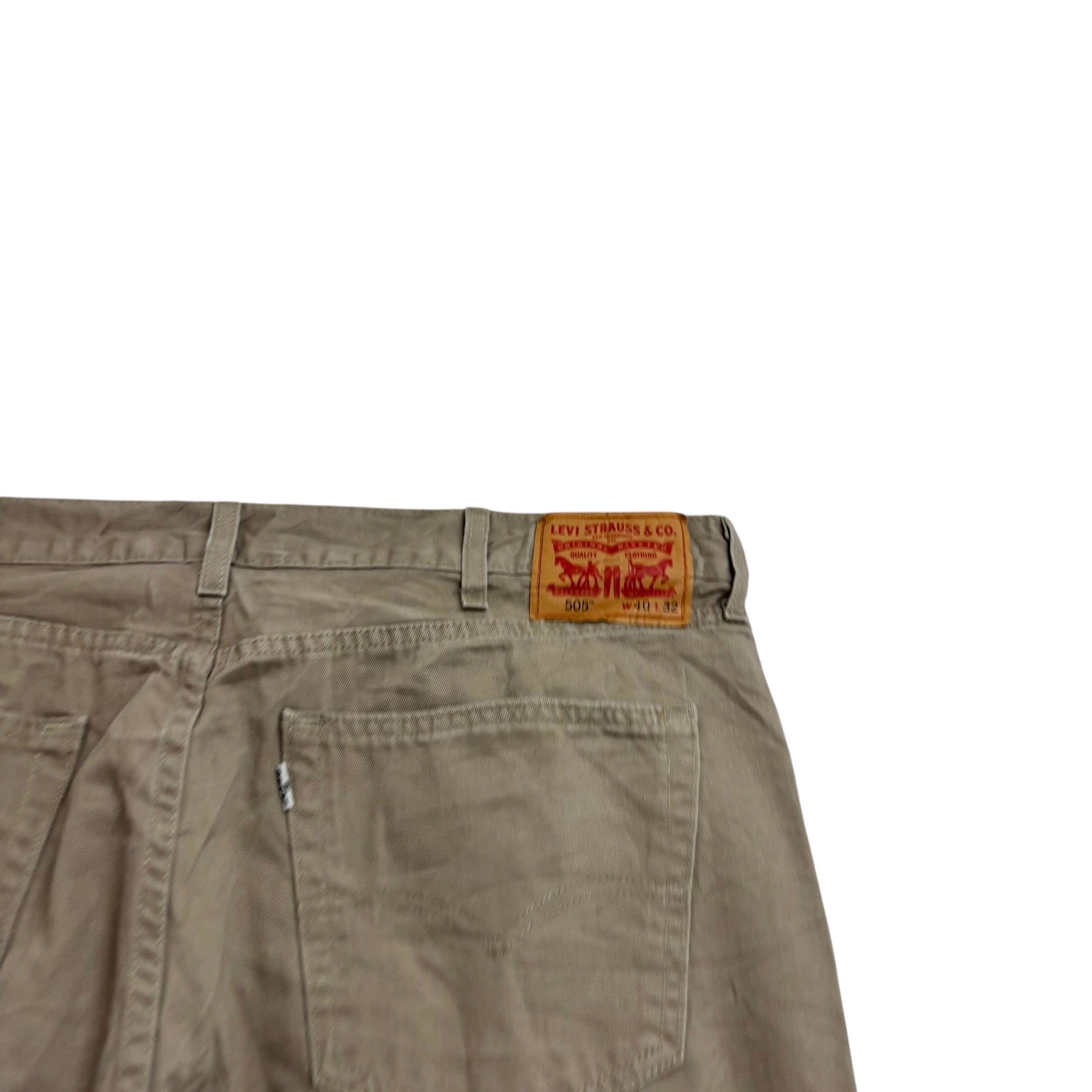Levis 505 Trousers W40 L32 Mens Beige Regular Straight Fit Cotton Pants