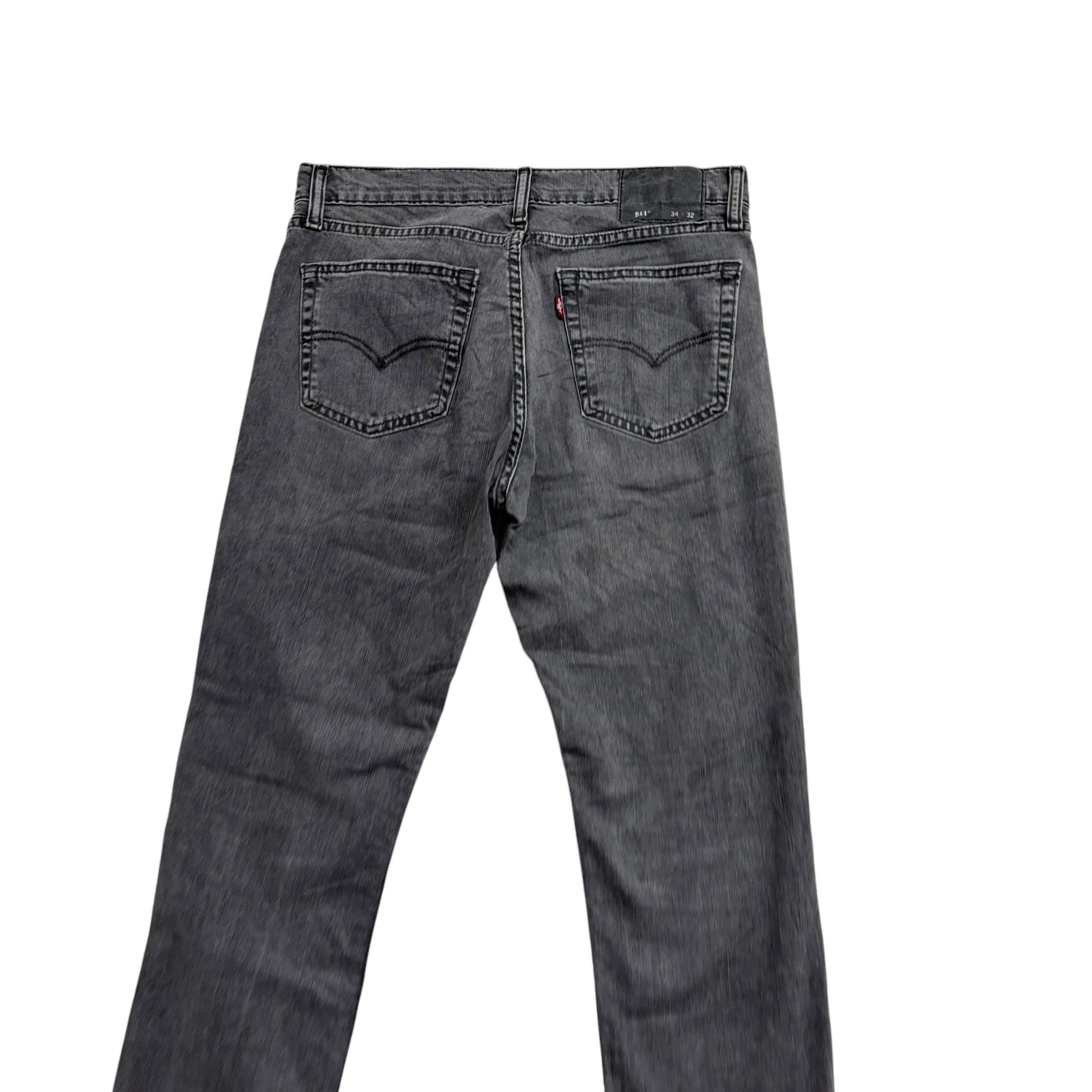 Levis 511 Jeans W34 L32 Mens Grey Slim Fit Stretch Denim (G)