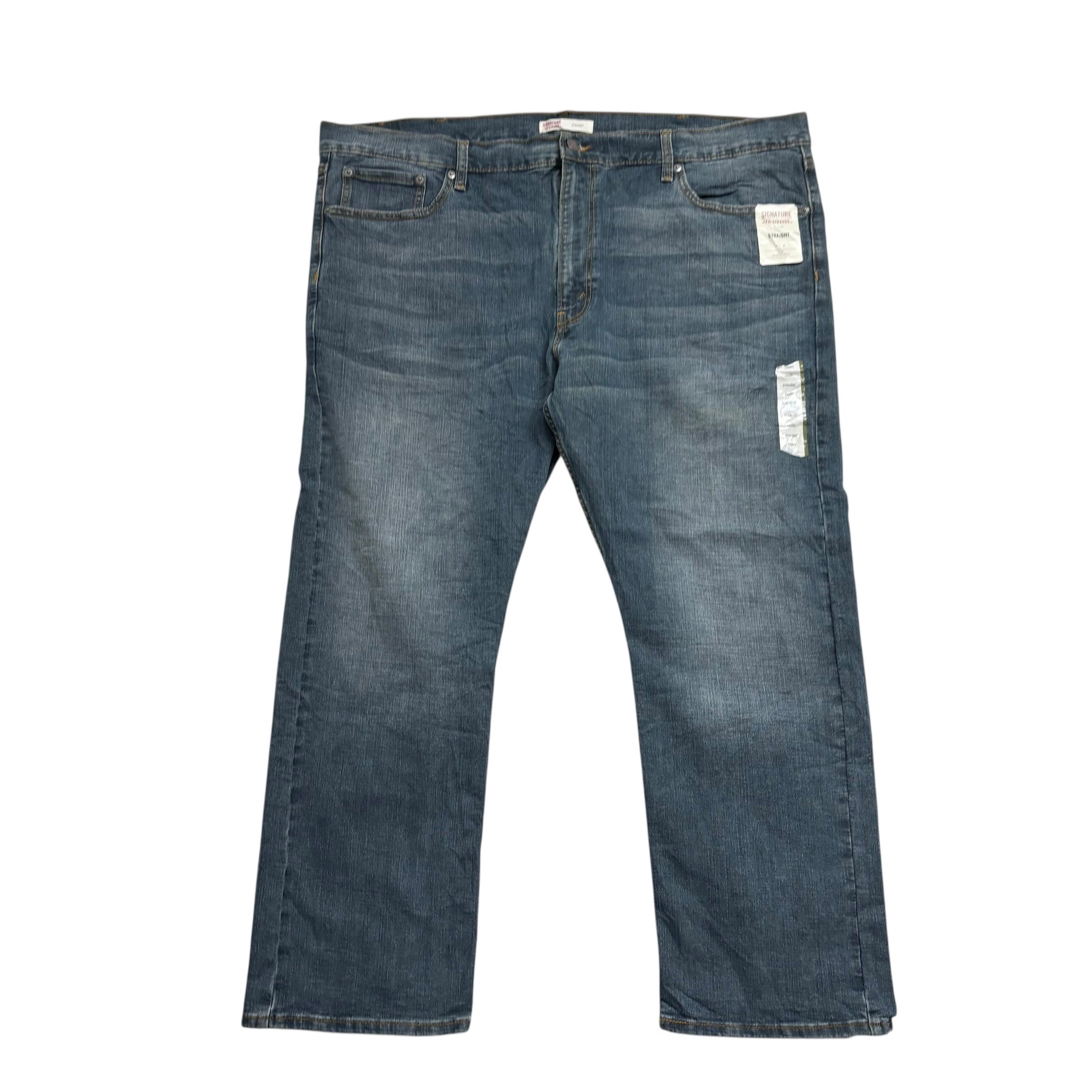 Levis Signature Jeans W46 L30 Mens Dark Blue Regular Straight Stretch Denim (E)
