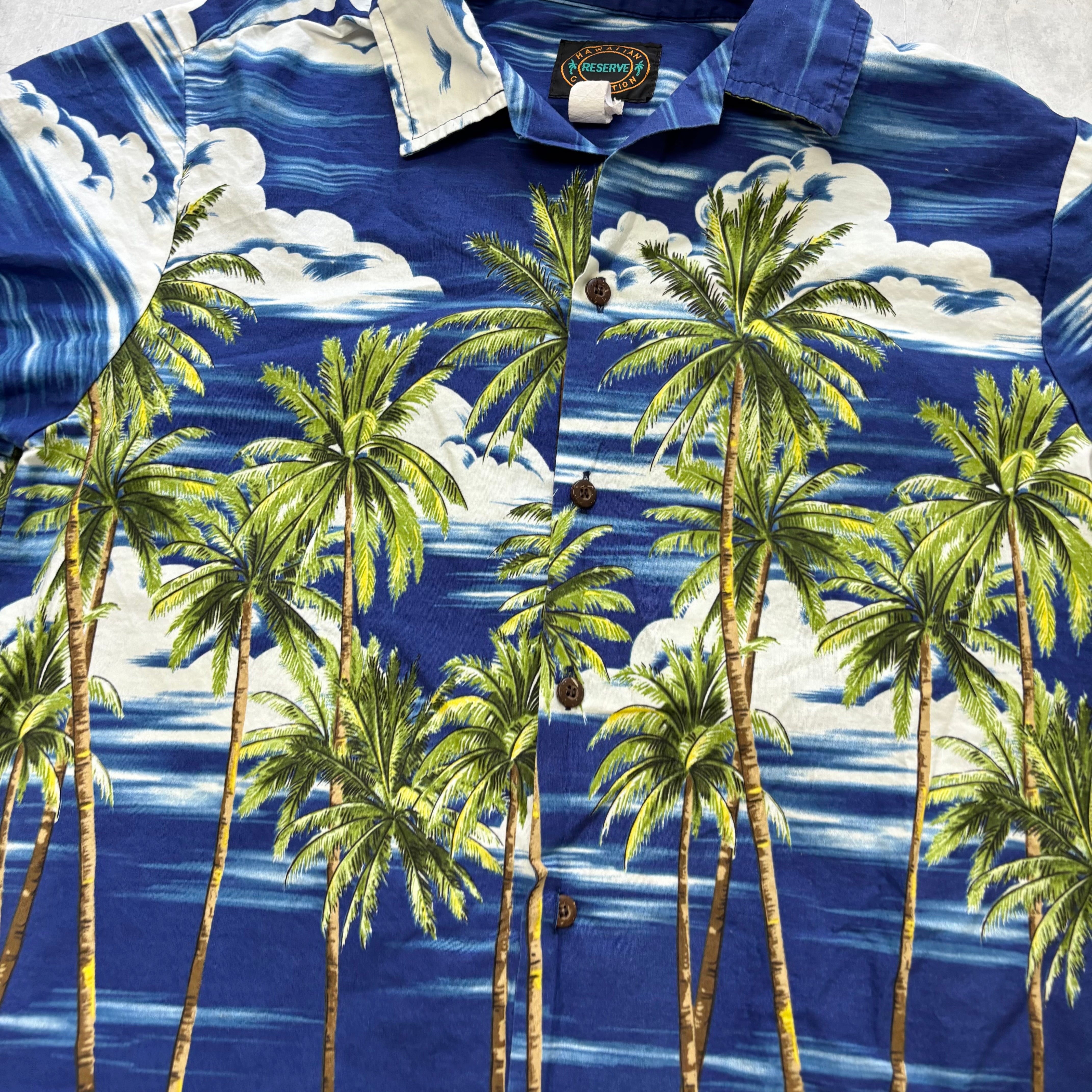 Vintage Hawaiian Shirt Mens Small Blue Floral Aloha Short Sleeve Cotton (E)