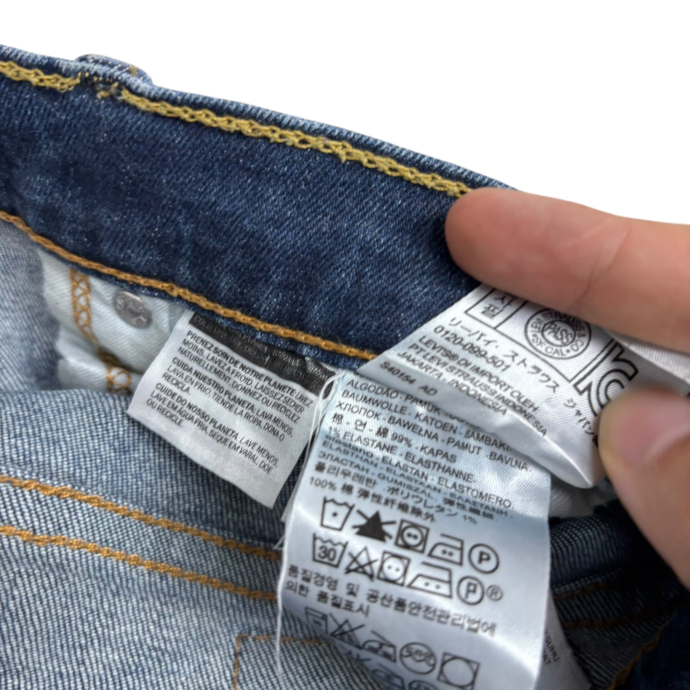 Levis 510 Jeans W32 L33 Mens Dark Blue Skinny Fit Stretch Denim (E)