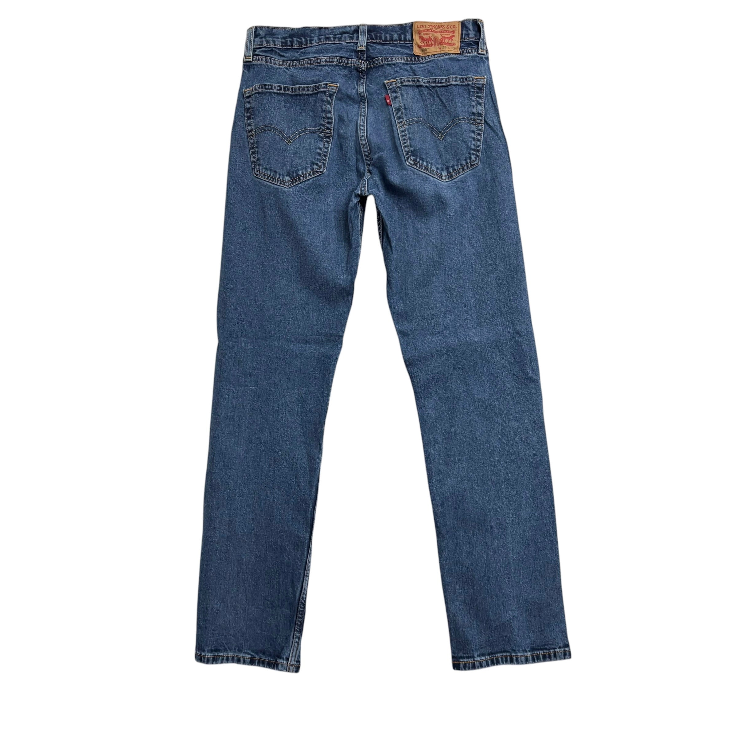Levis 505 Jeans W32 L32 Mens Mid Blue Regular Straight Fit Stretch Denim