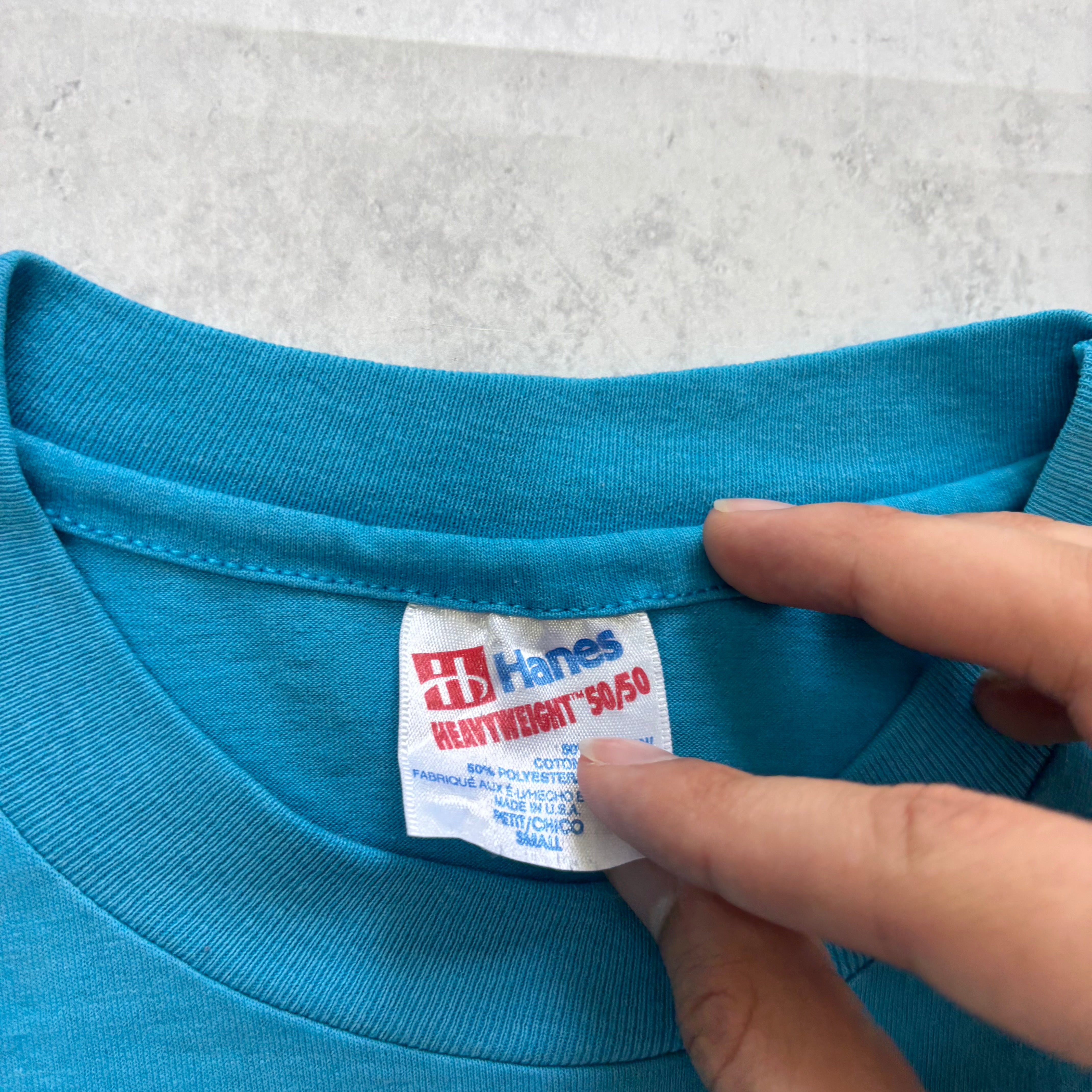 Vintage T Shirt Mens Small Blue Single Stitch Graphic Print 90s USA