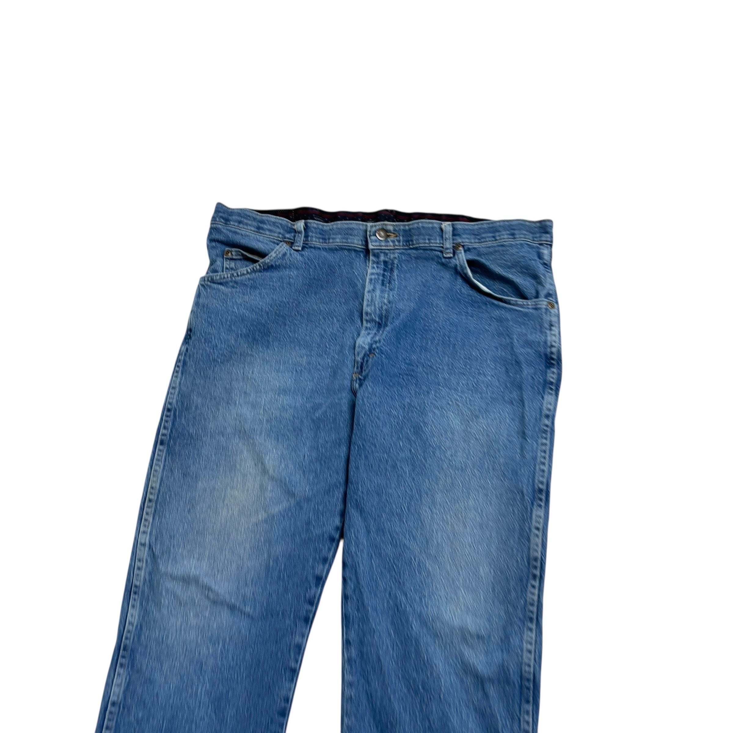 Wrangler Jeans W38 L30 Mens Mid Blue Regular Straight Fit Stretch Denim