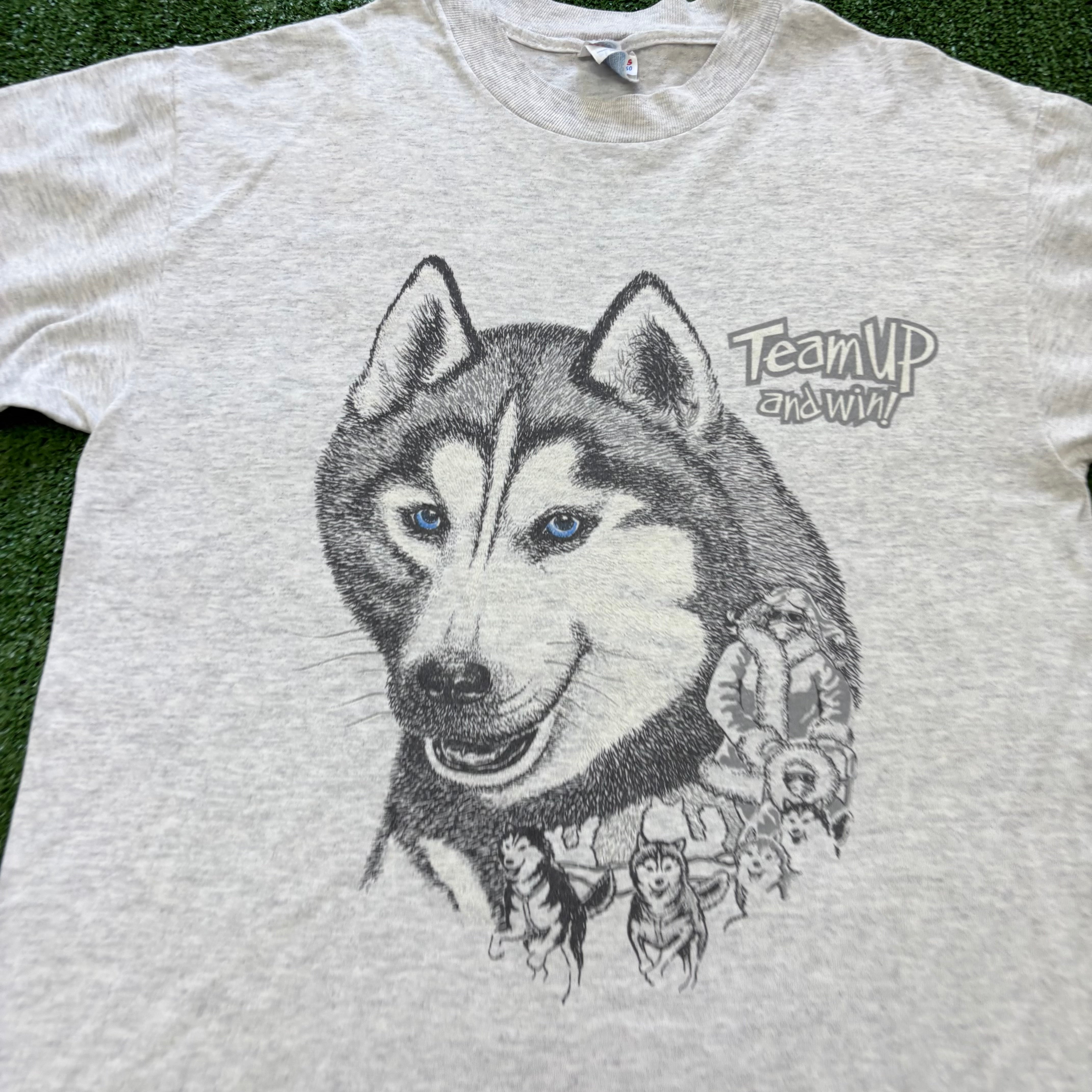 Vintage T Shirt Mens Medium Grey Graphic Print 00s Wolves (E)