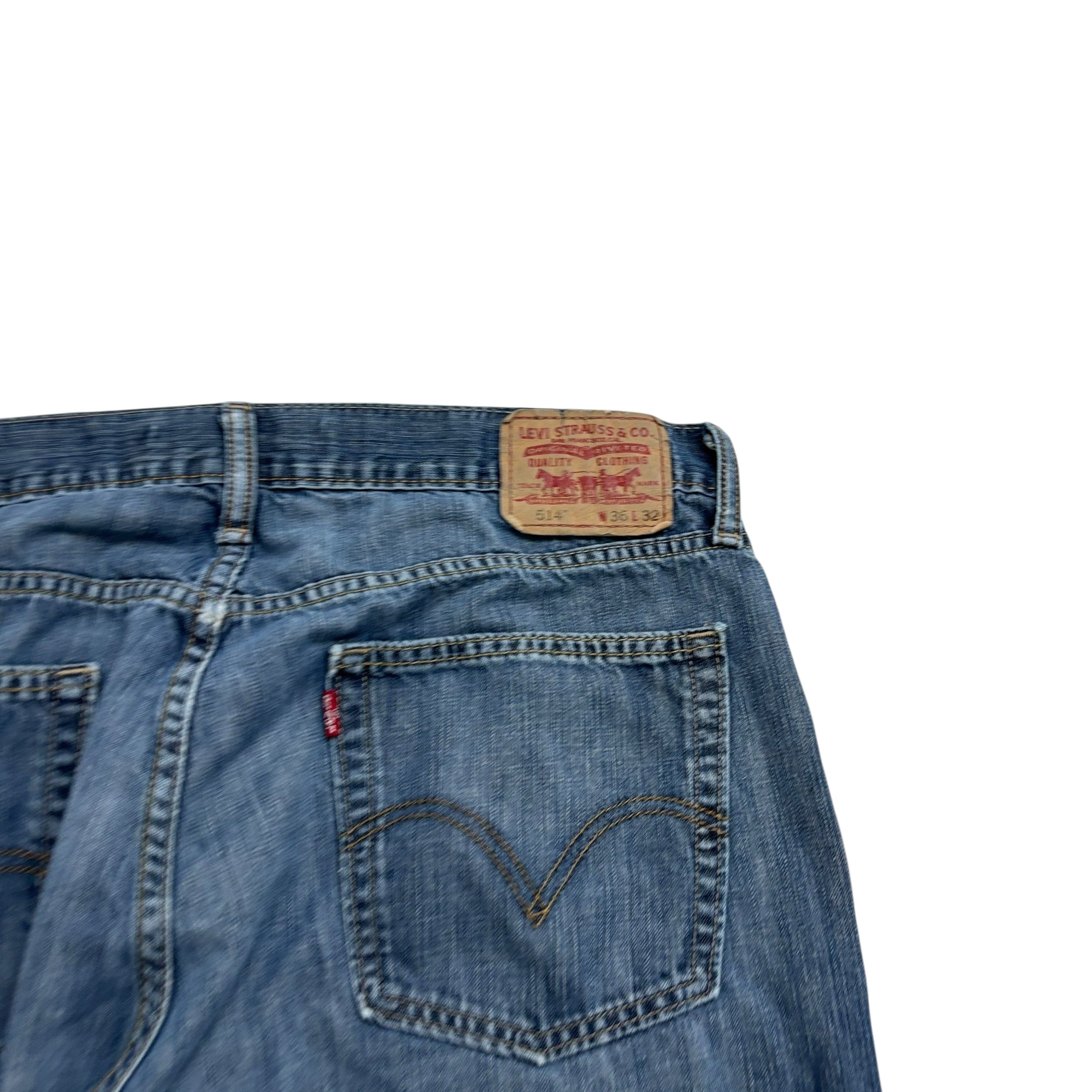 Levis 514 Jeans W36 L32 Mens Dark Blue Regular Straight Fit Vintage Denim