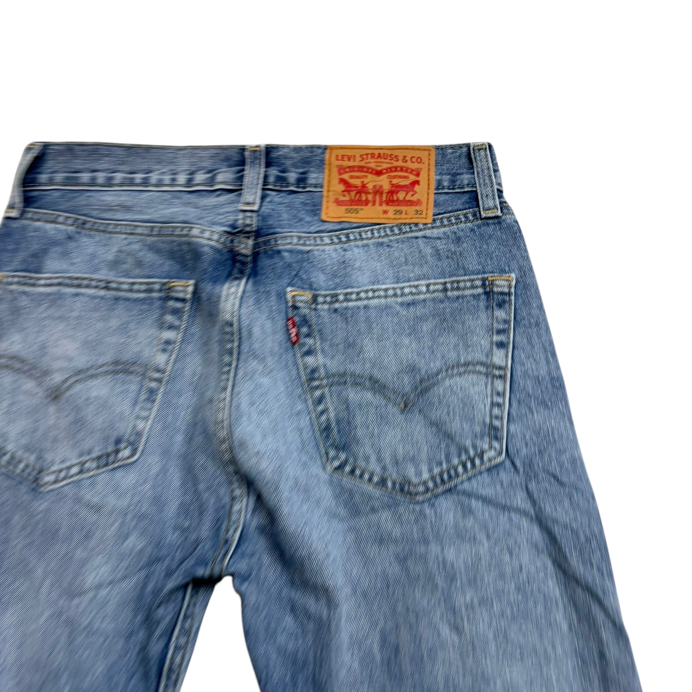 Levis 505 Jeans W28 L31 Mens Light Blue Regular Straight Fit Denim (E)