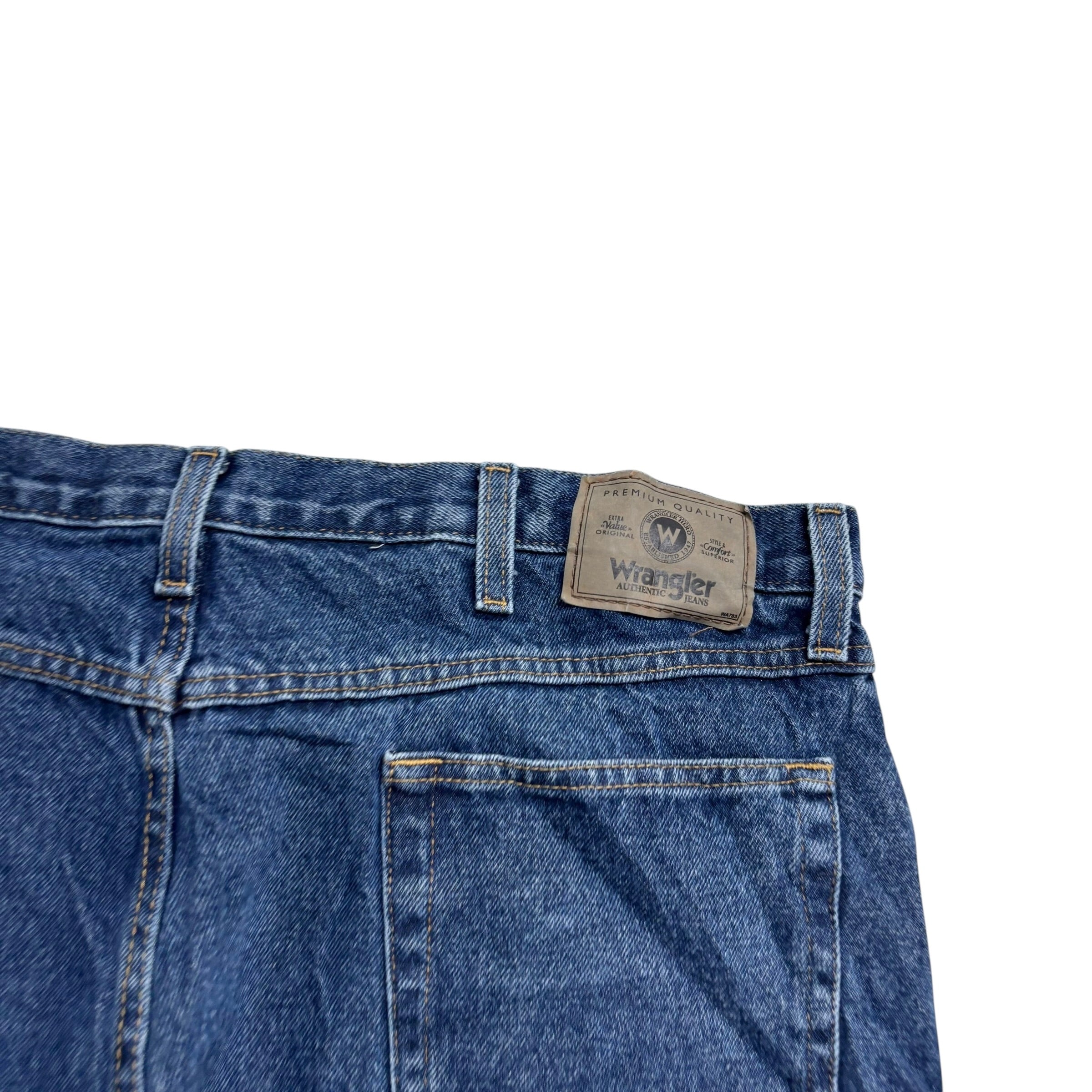 Wrangler Jeans W40 L30 Mens Mid Blue Relaxed Straight Fit Baggy Denim (E)