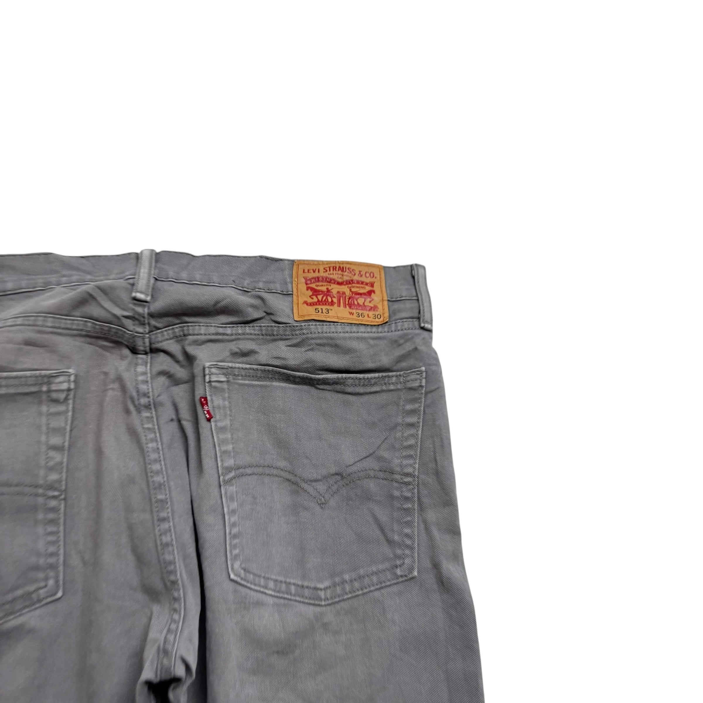 Levis 513 Jeans W36 L30 Mens Grey Slim Straight Fit Stretch Denim (E)