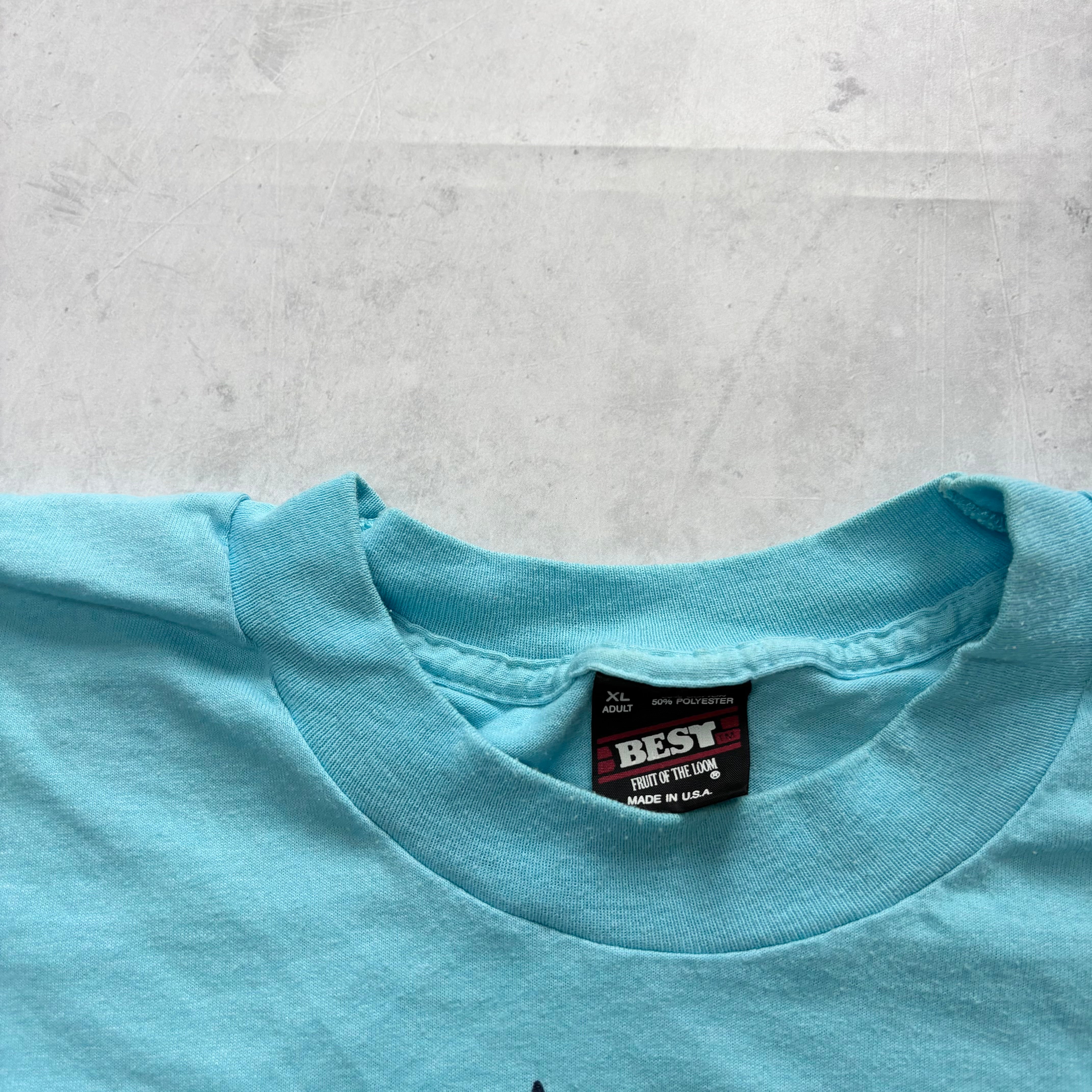 Vintage T Shirt Mens Large Blue Single Stitch Graphic Print 90s USA Soccer