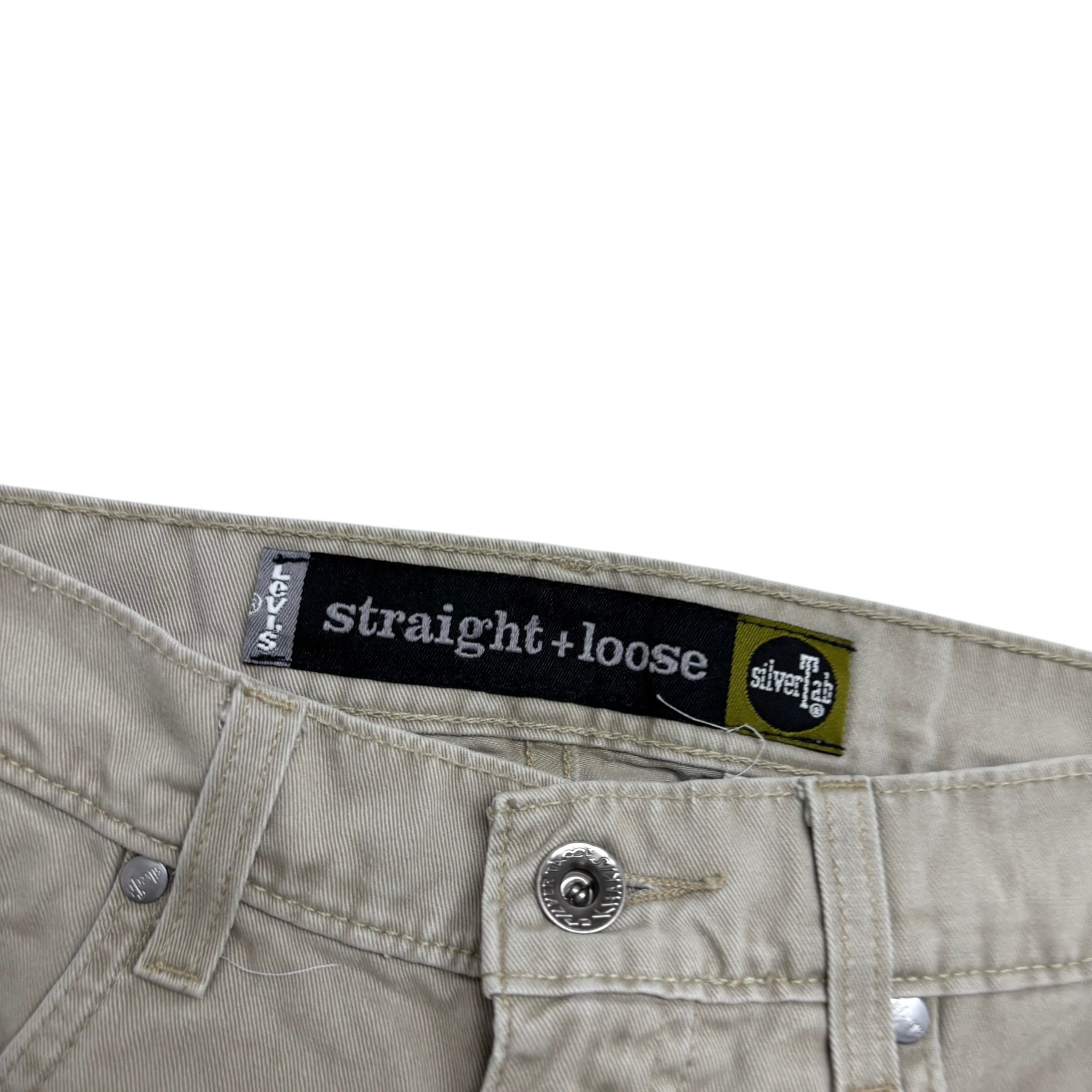 Levis SilverTab Baggy Pants W30 L30 Mens Cream Relaxed Vintage 90s Trousers (E)