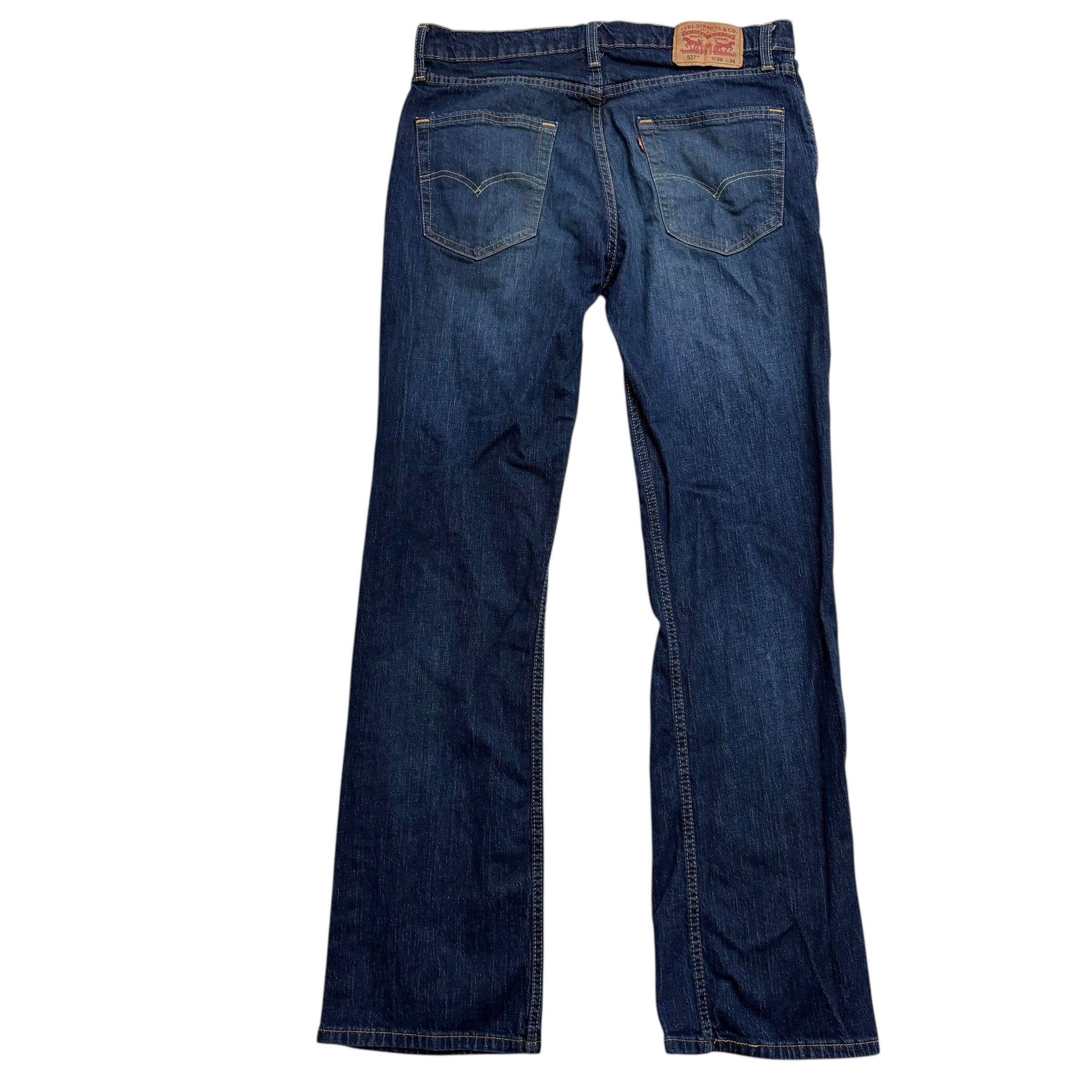 Levis 527 Jeans W34 L34 Mens Dark Blue Slim Bootcut Fit Stretch Denim (E)