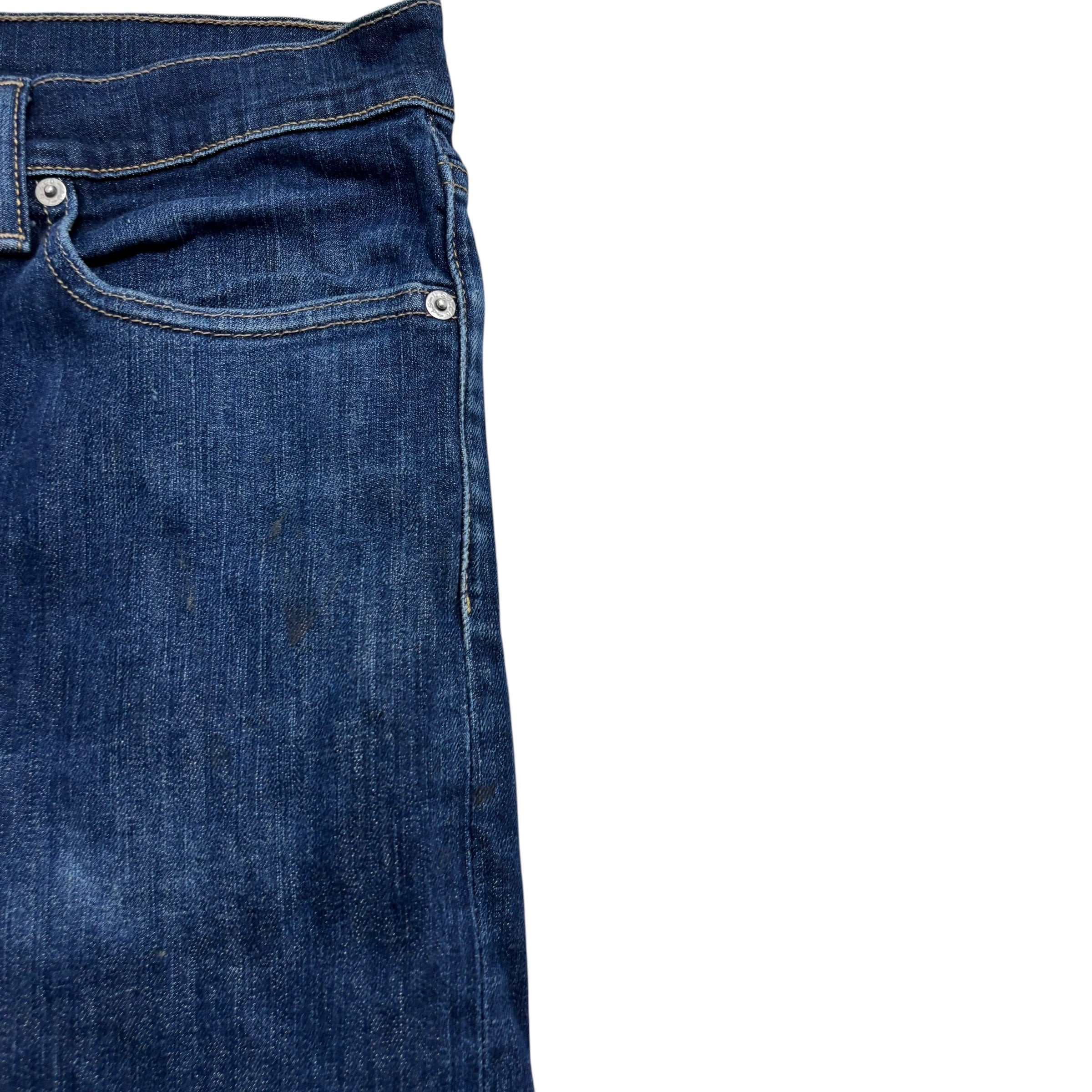 Levis 513 Jeans W34 L31 Mens Dark Blue Slim Straight Fit Stretch Denim (F)