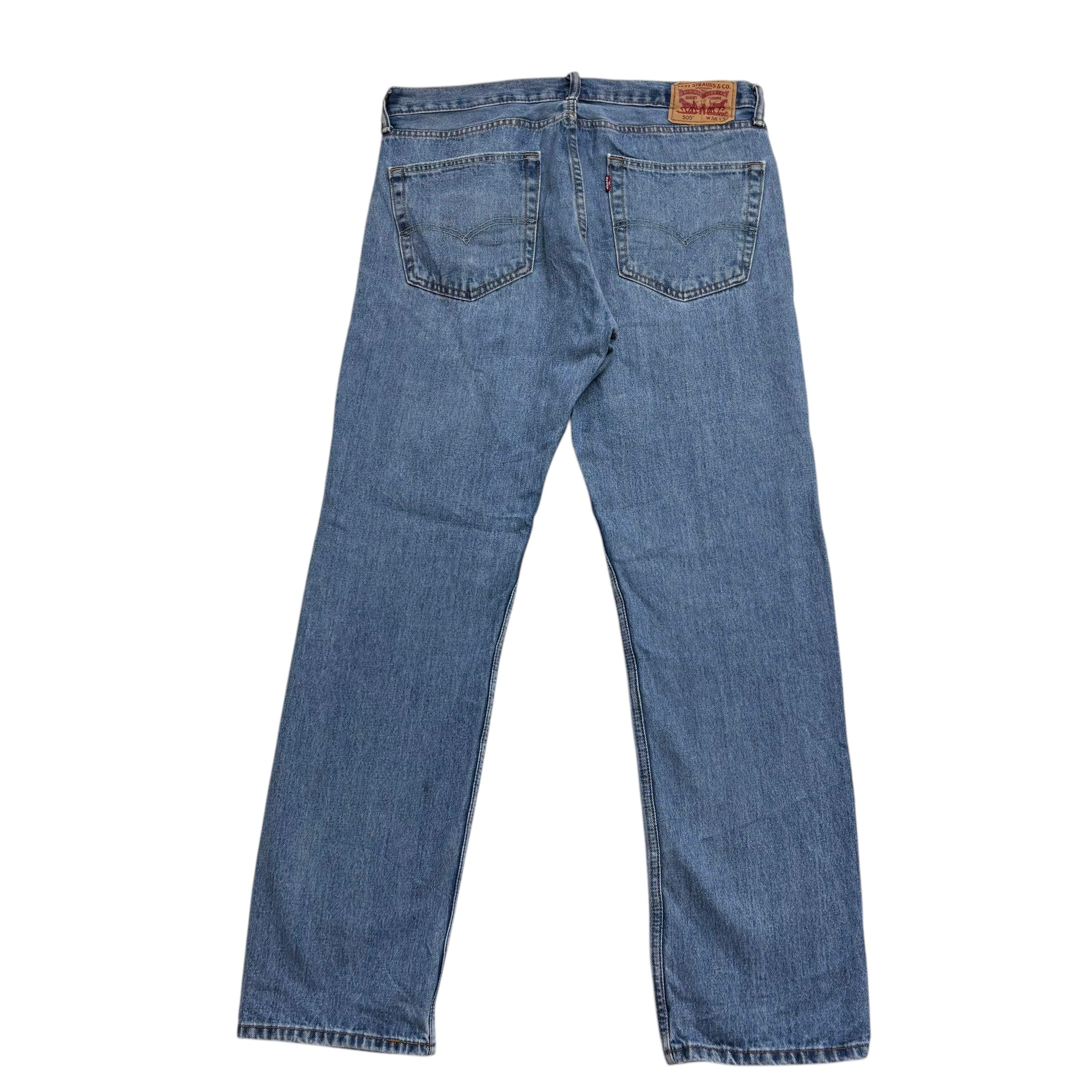 Levis 505 Jeans W36 L34 Mens Light Blue Regular Straight Fit Denim (E)