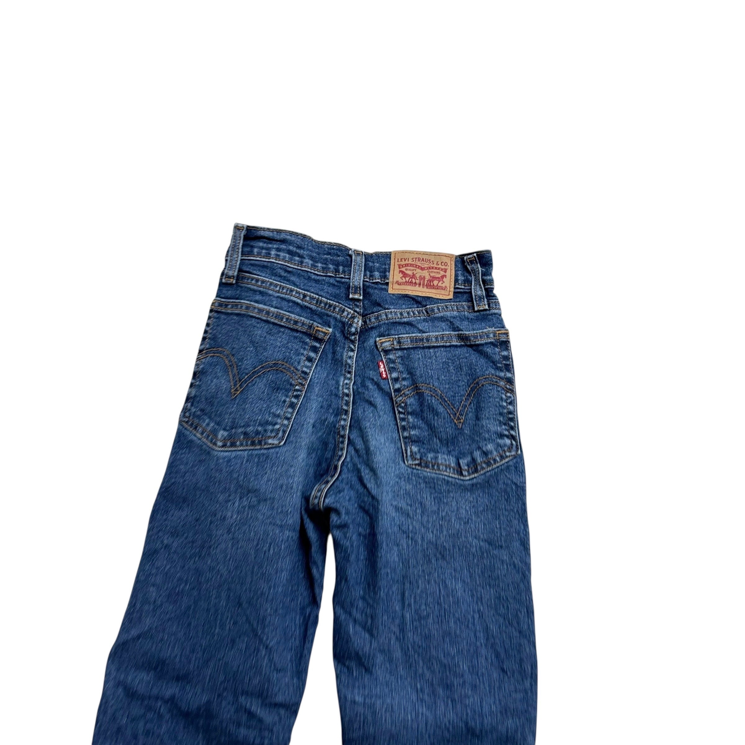 Levis Wedgie Jeans W22 L28 Womens Straight Fit Mid Blue Stretch Denim (E)