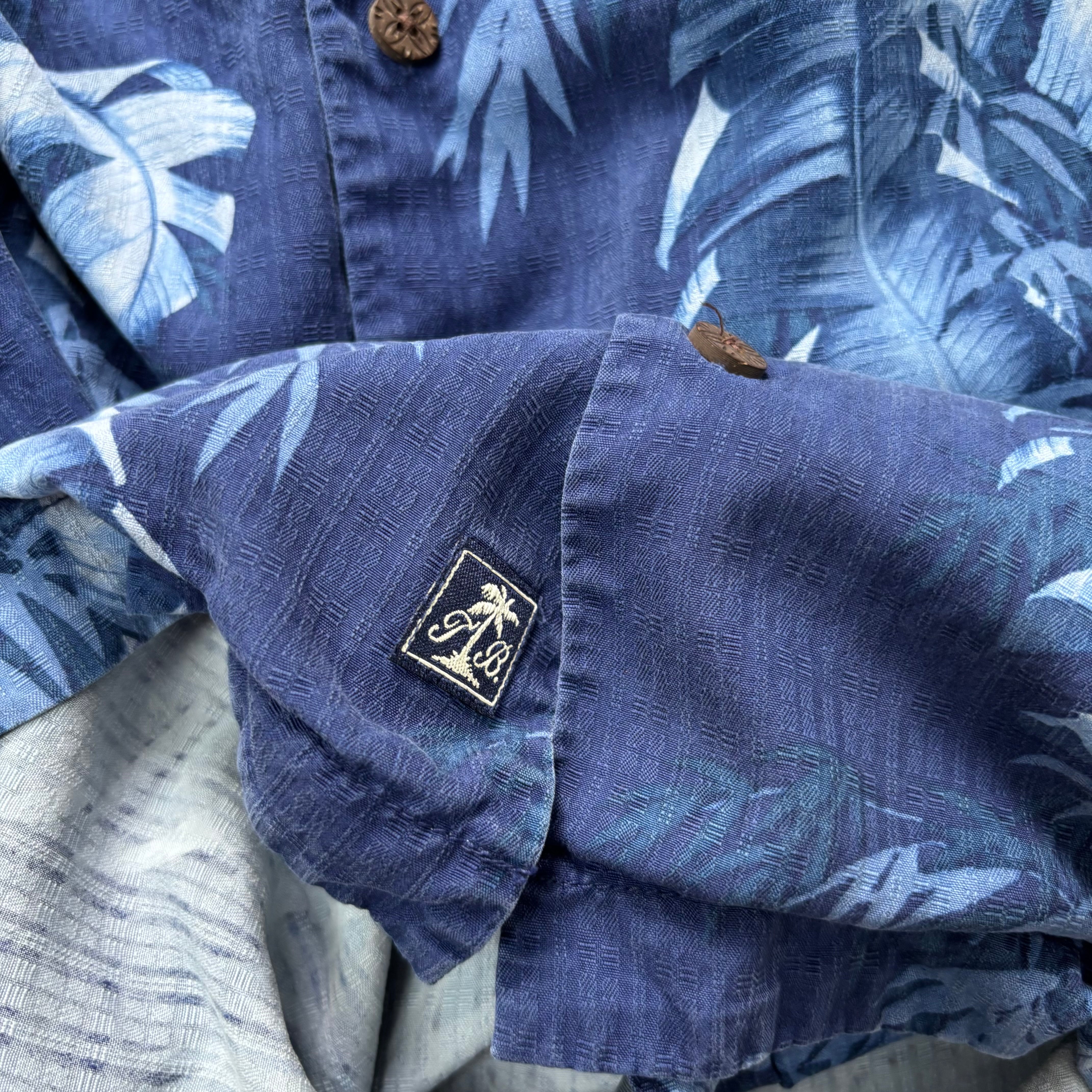 Vintage Hawaiian Shirt Mens 3XL Blue Floral Tommy Bahama Short Sleeve Silk