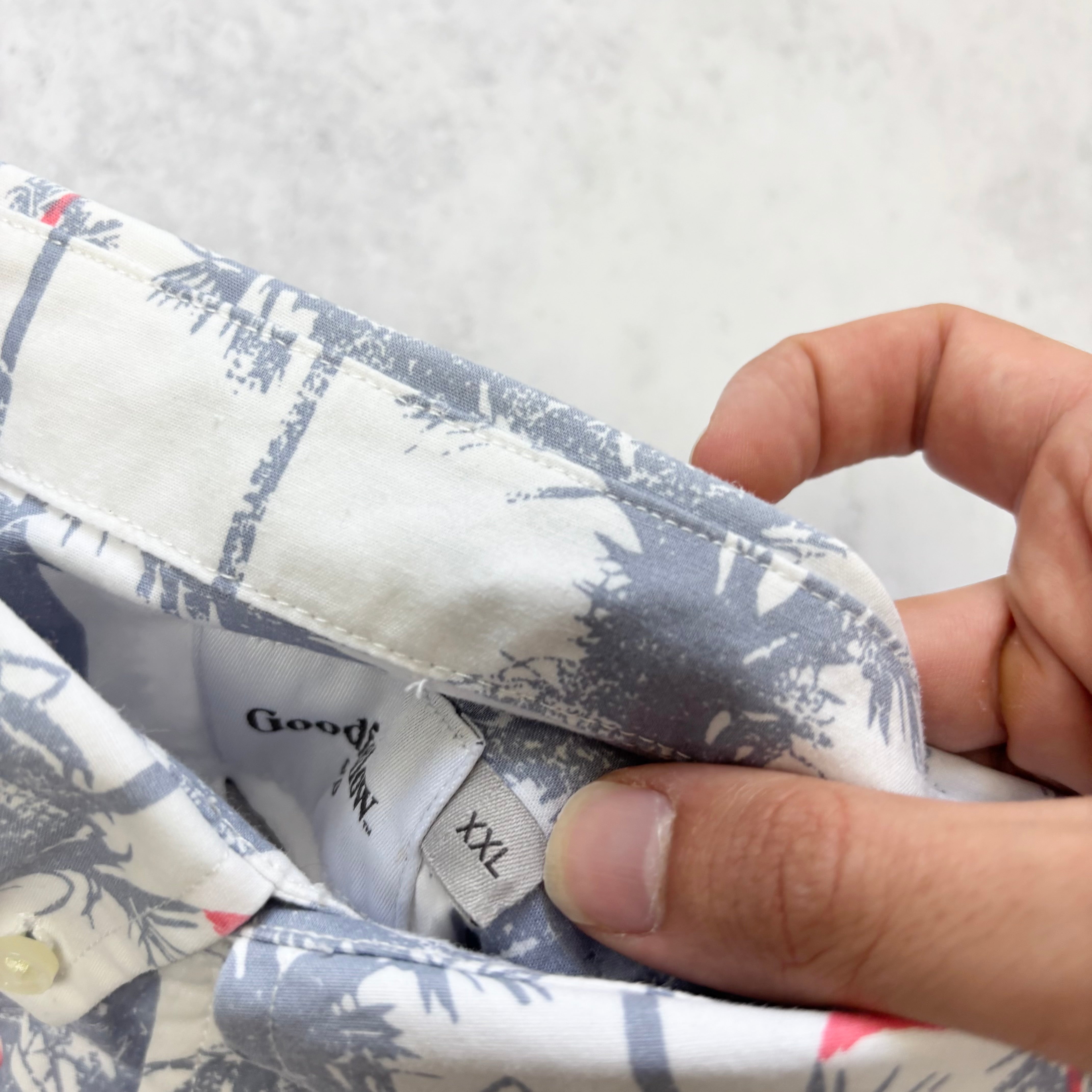 Hawaiian Shirt Mens XXL White Floral Aloha Short Sleeve Cotton Slim Fit (E)