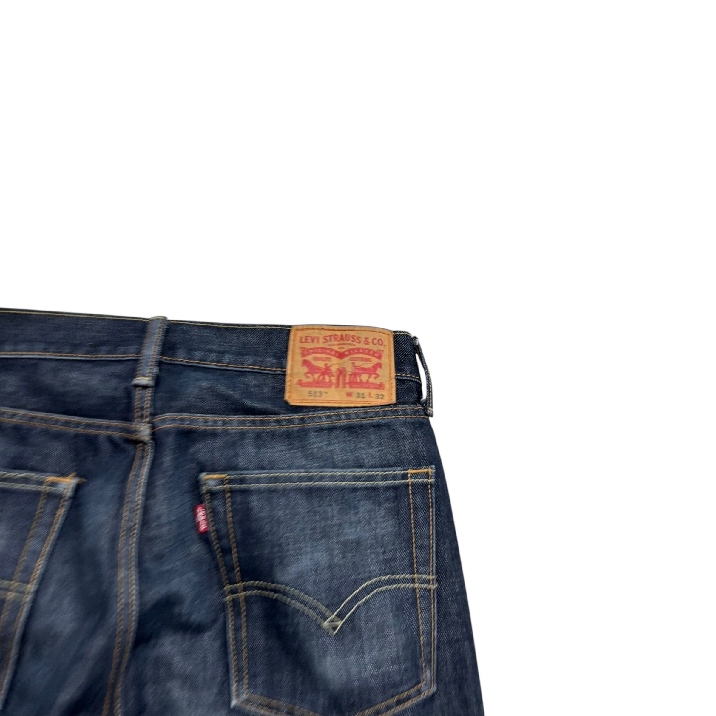 Levis 513 Jeans W31 L32 Mens Dark Blue Slim Straight Fit Denim (E)