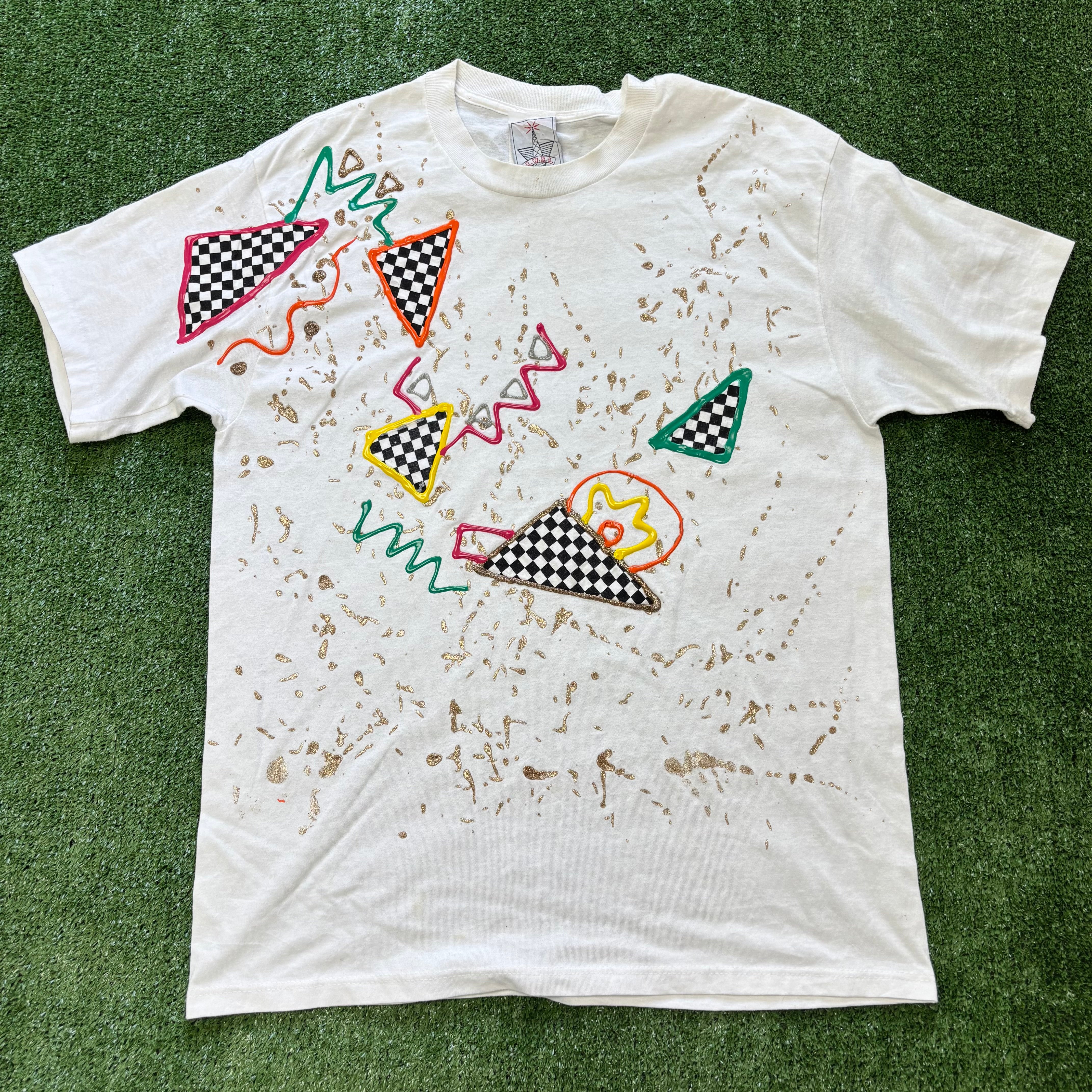 Vintage T Shirt Mens Medium White Single Stitch Graphic Print 90s USA