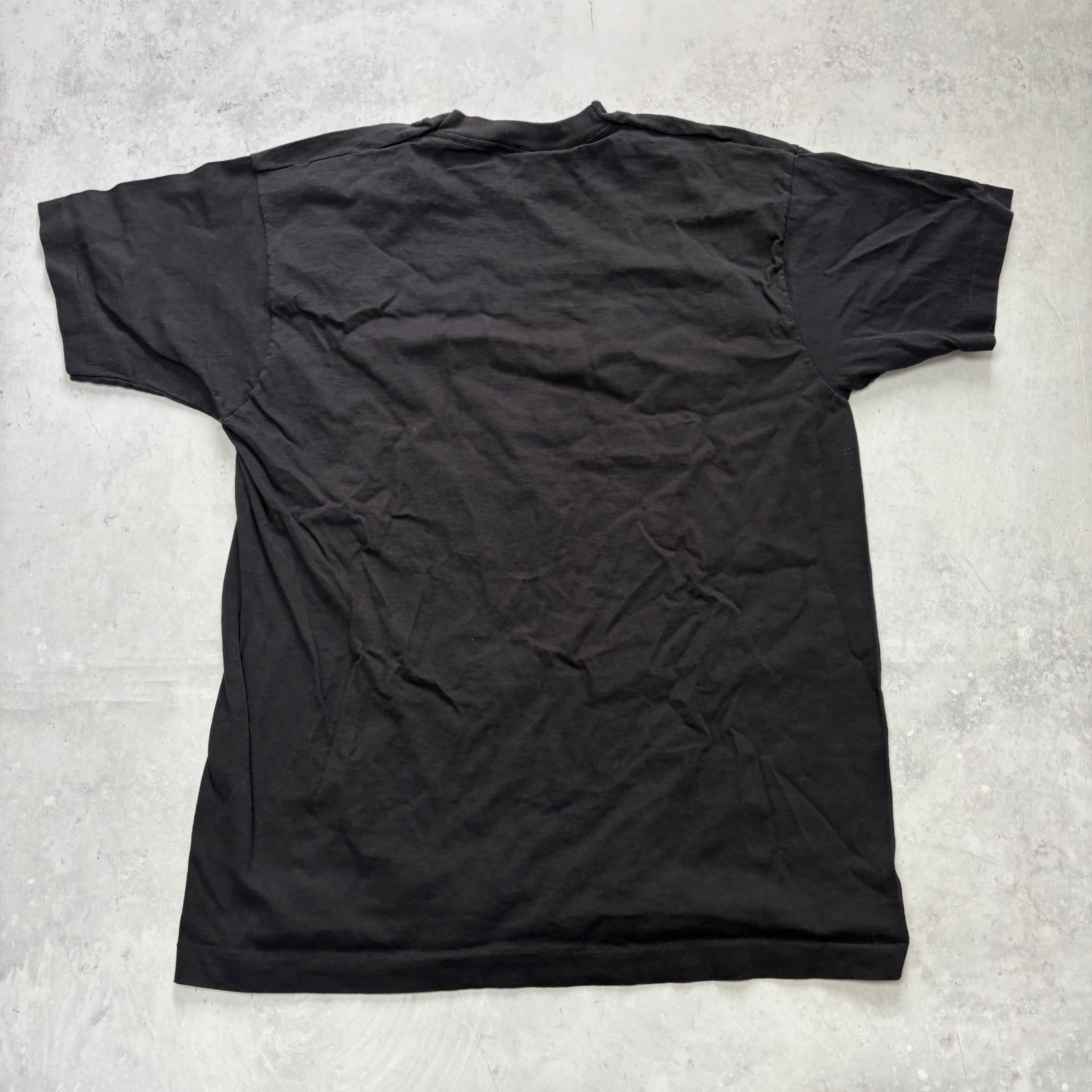 Vintage T Shirt Mens Large Black Single Stitch Graphic Print 90s USA (E)