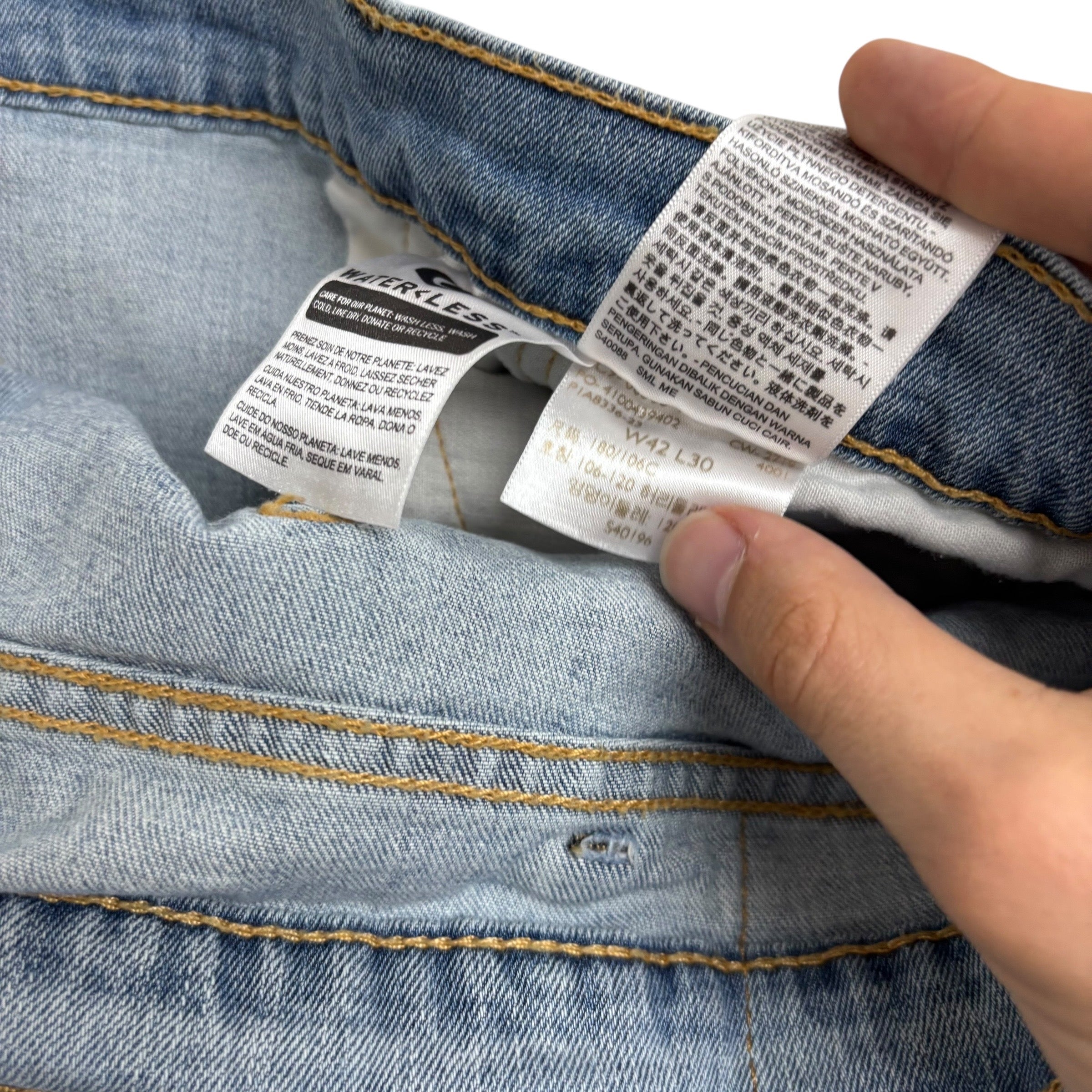 Levis 505 Jeans W42 L30 Mens Light Blue Regular Straight Fit Stretch Denim