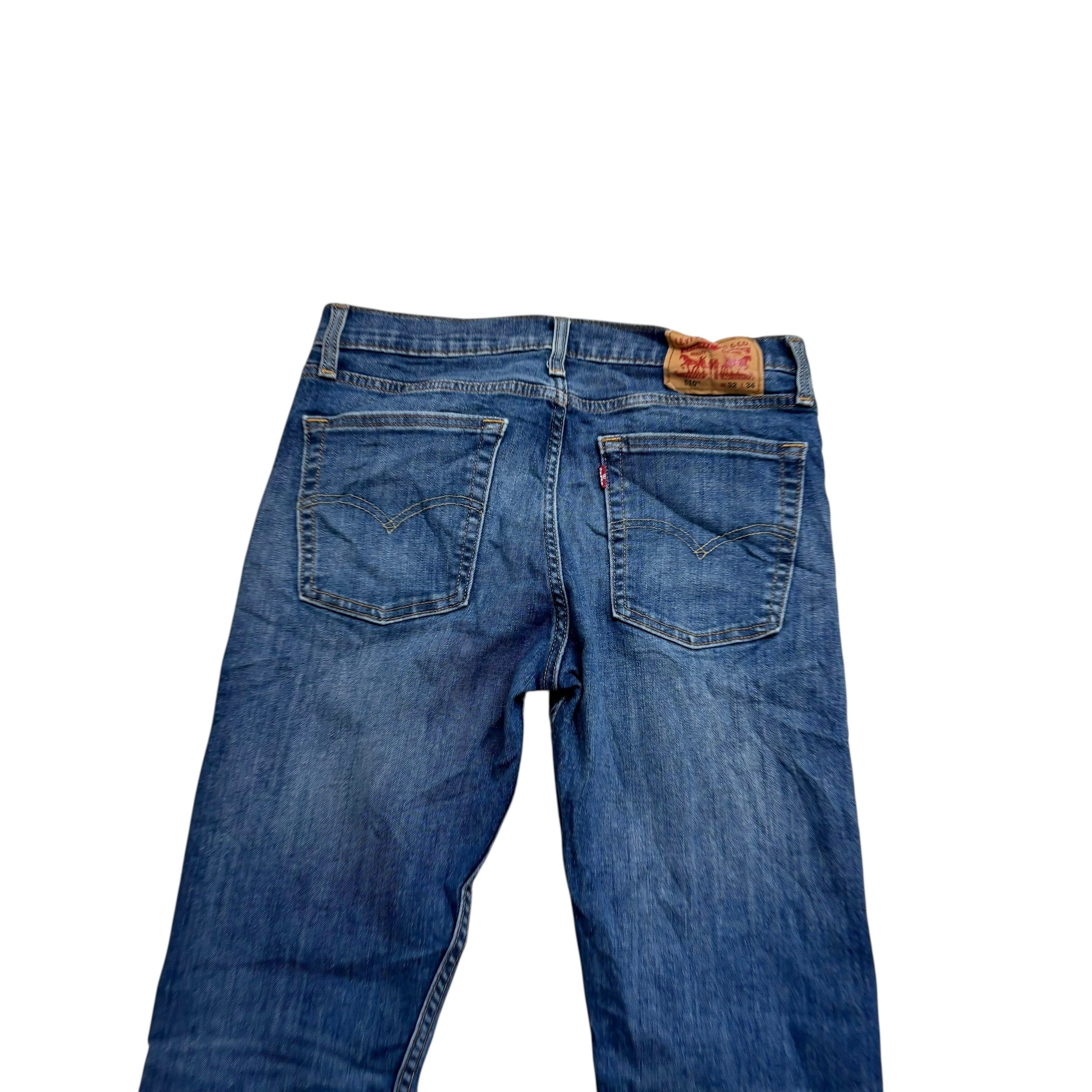 Levis 510 Jeans W32 L34 Mens Mid Blue Skinny Fit Stretch Denim (E)