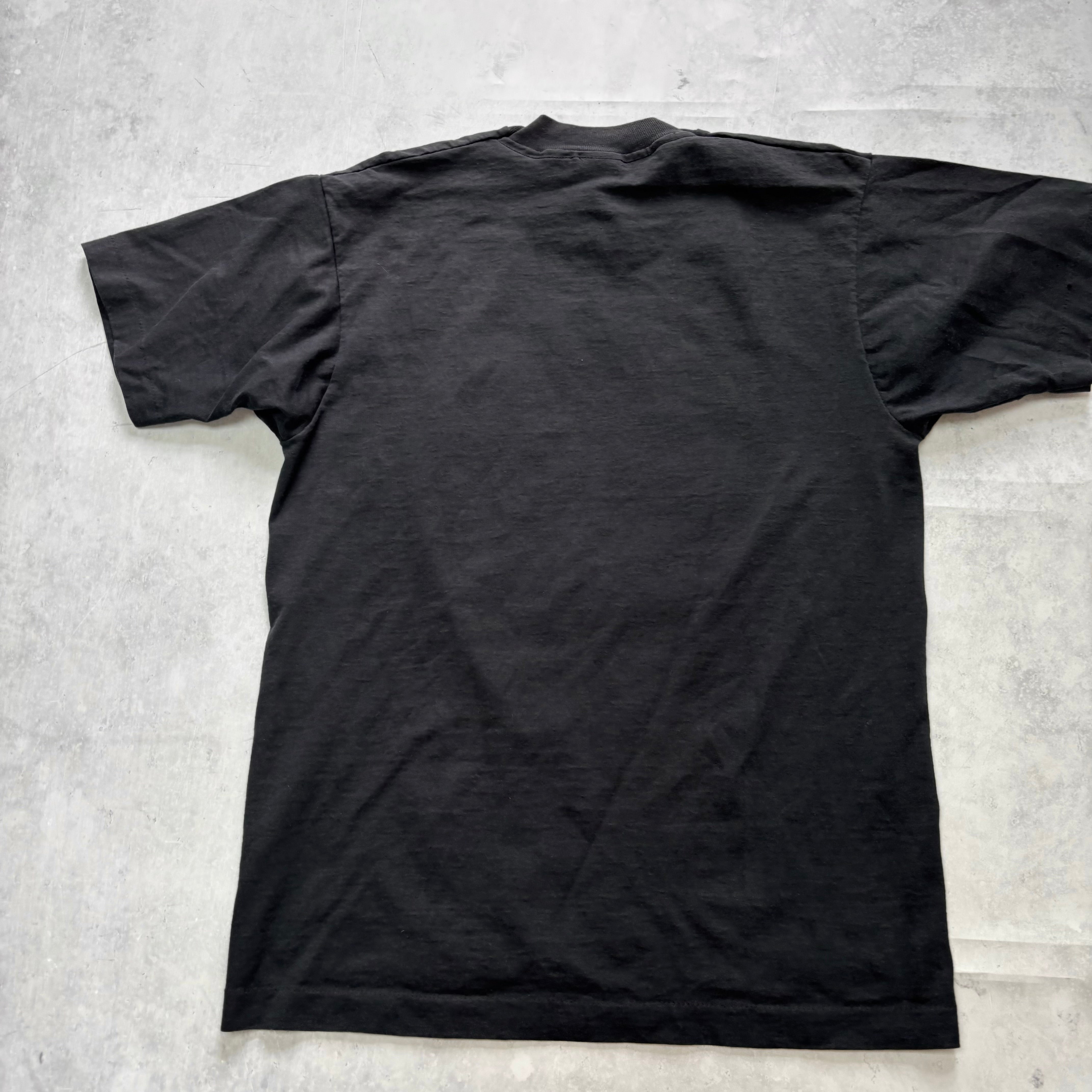 Vintage T Shirt Mens Medium Black Single Stitch Graphic Print 90s USA
