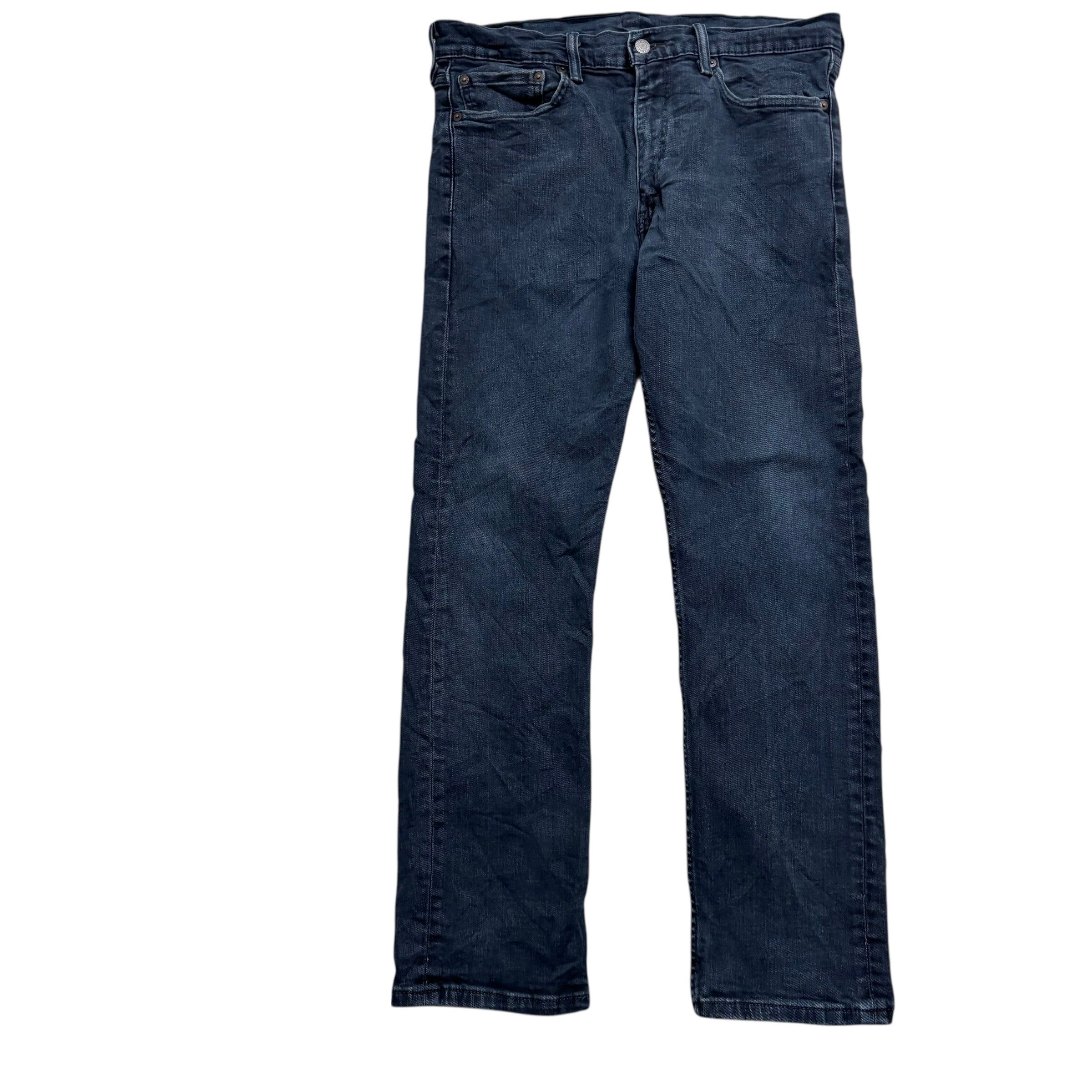 Levis 513 Jeans W34 L30 Mens Navy Blue Slim Straight Fit Stretch Denim (E)