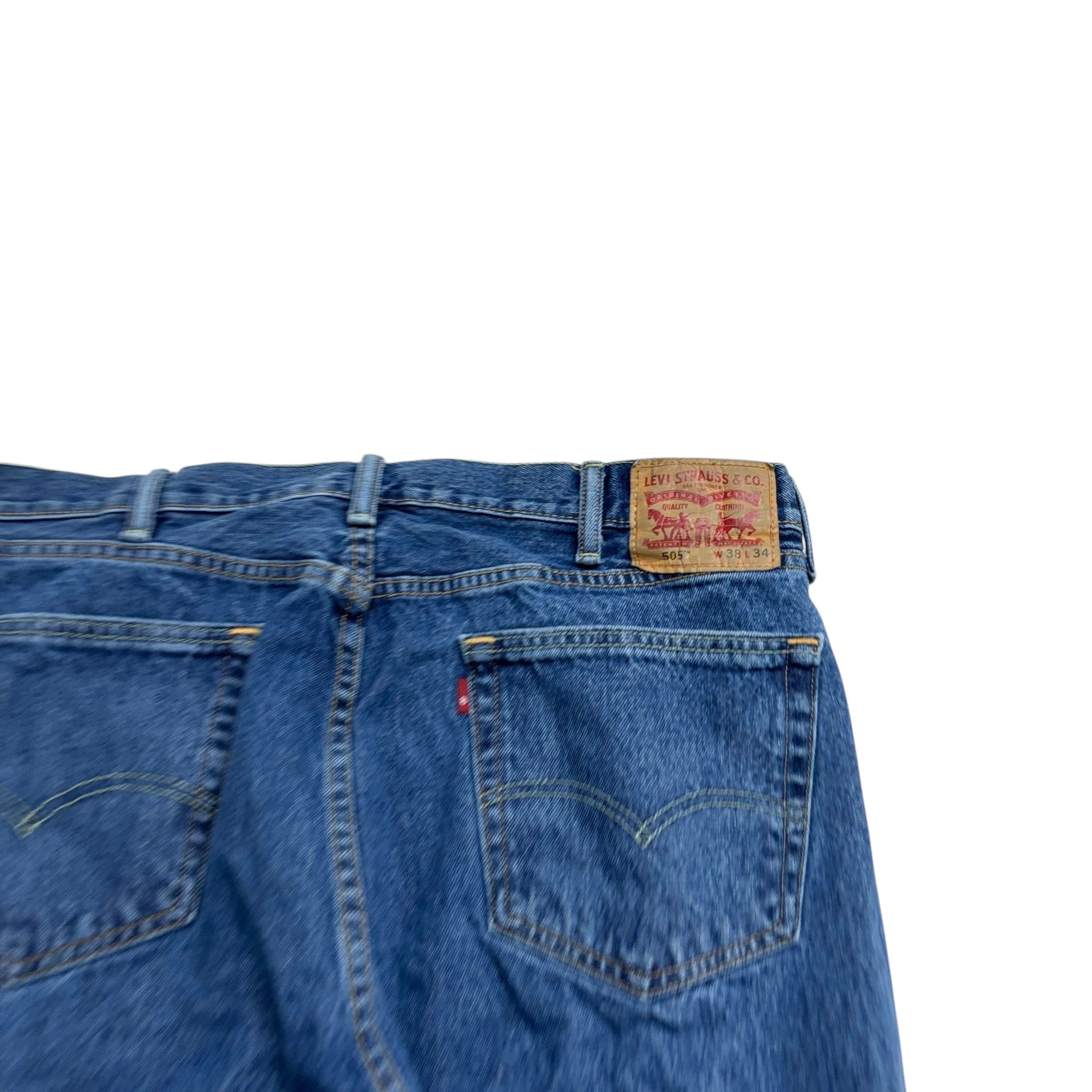 Levis 505 Jeans W38 L34 Mens Mid Blue Regular Straight Fit Denim