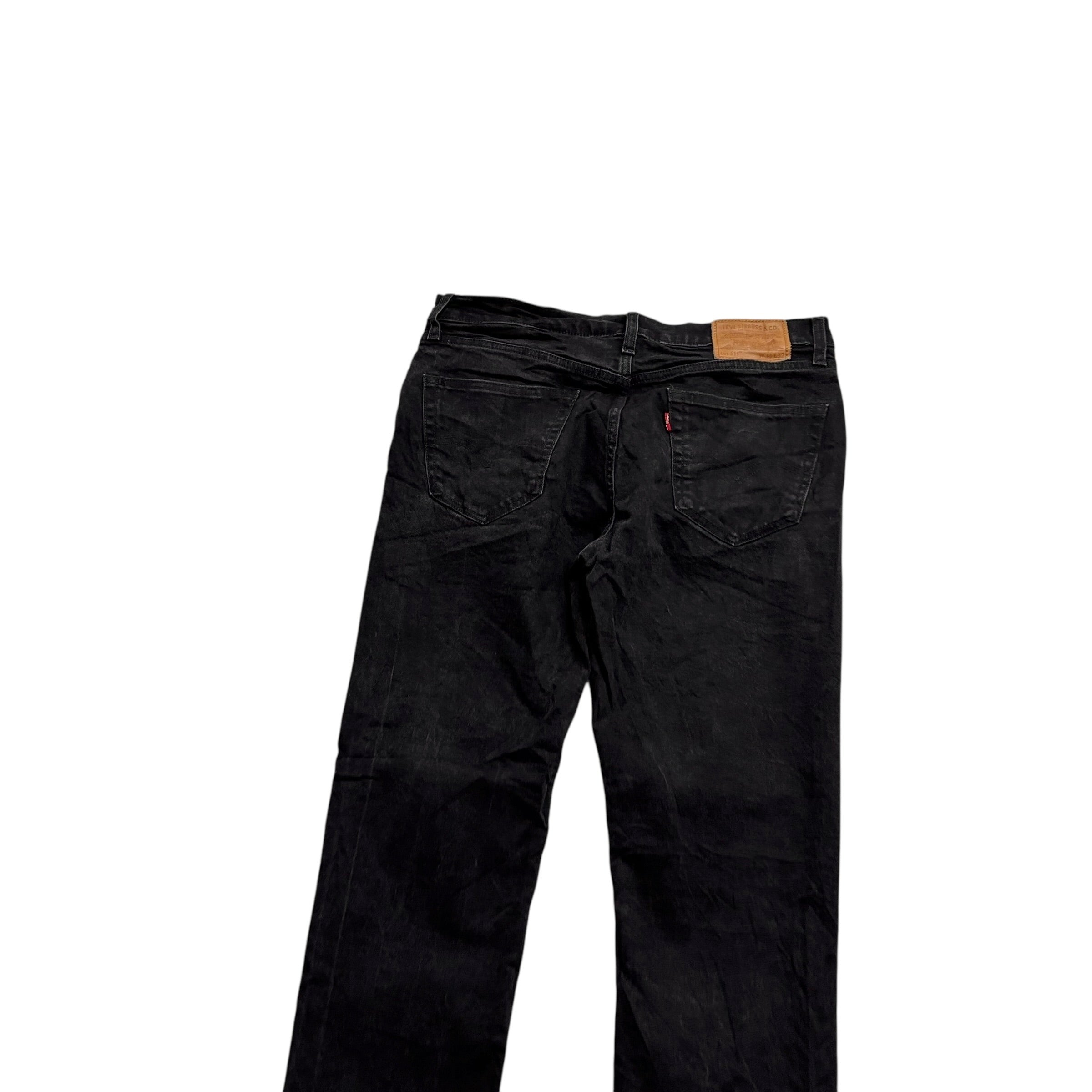 Levis 511 Jeans W34 L32 Mens Black Slim Fit Stretch Premium Denim (E)