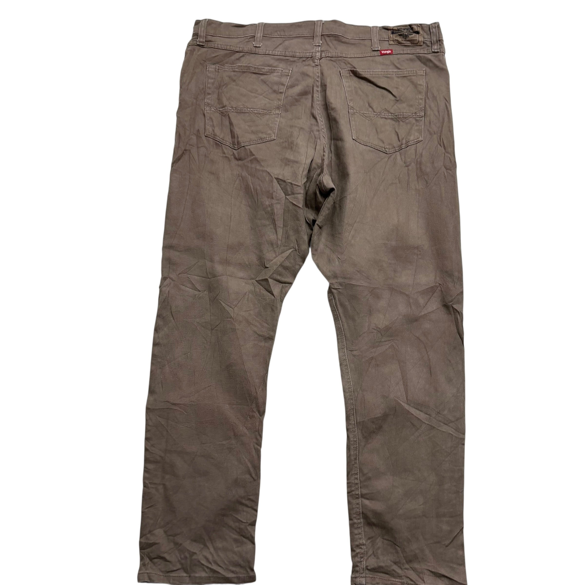 Wrangler Jeans W40 L30 Mens Brown Athletic Tapered Fit Stretch Denim (E)