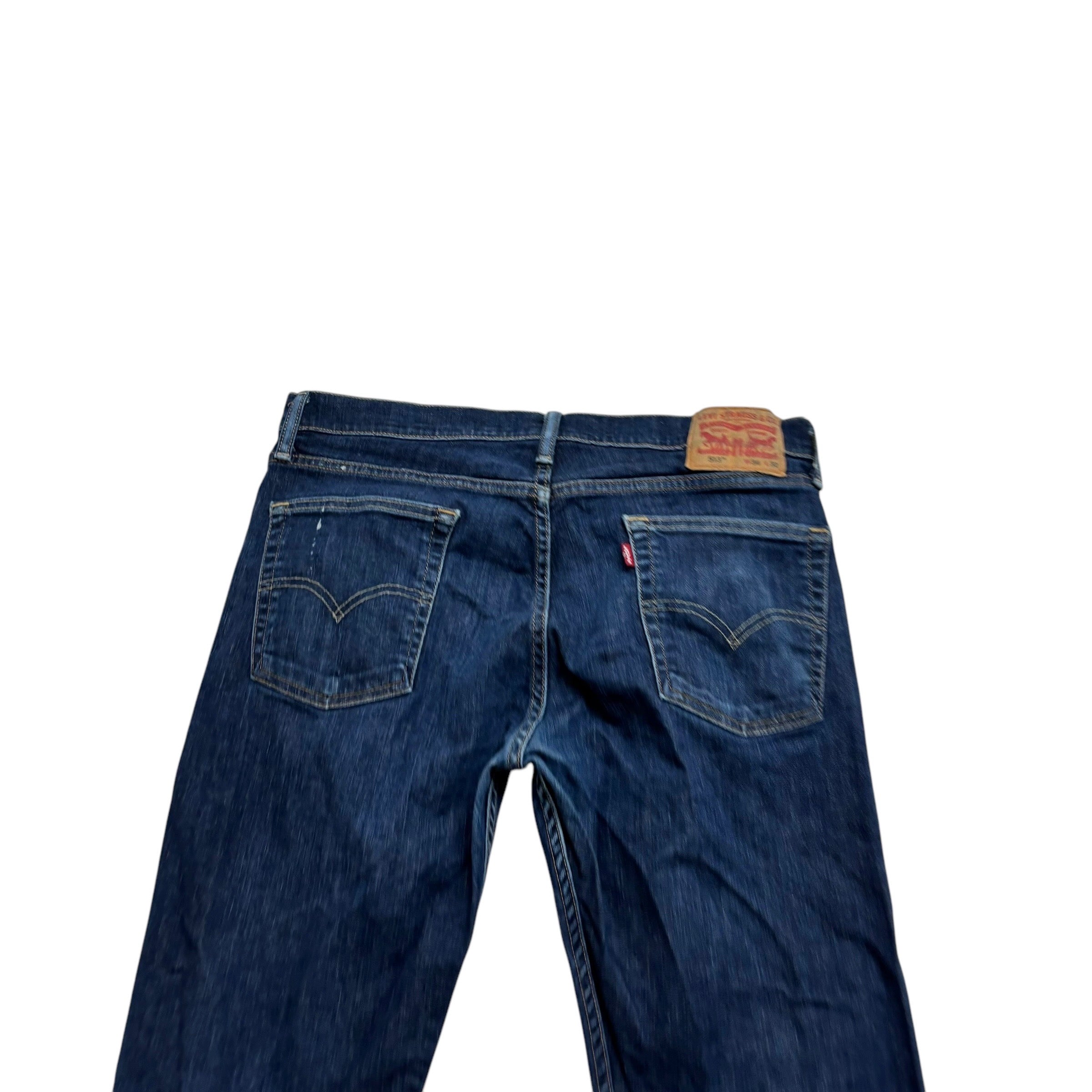 Levis 513 Jeans W34 L31 Mens Dark Blue Slim Straight Fit Stretch Denim (F)