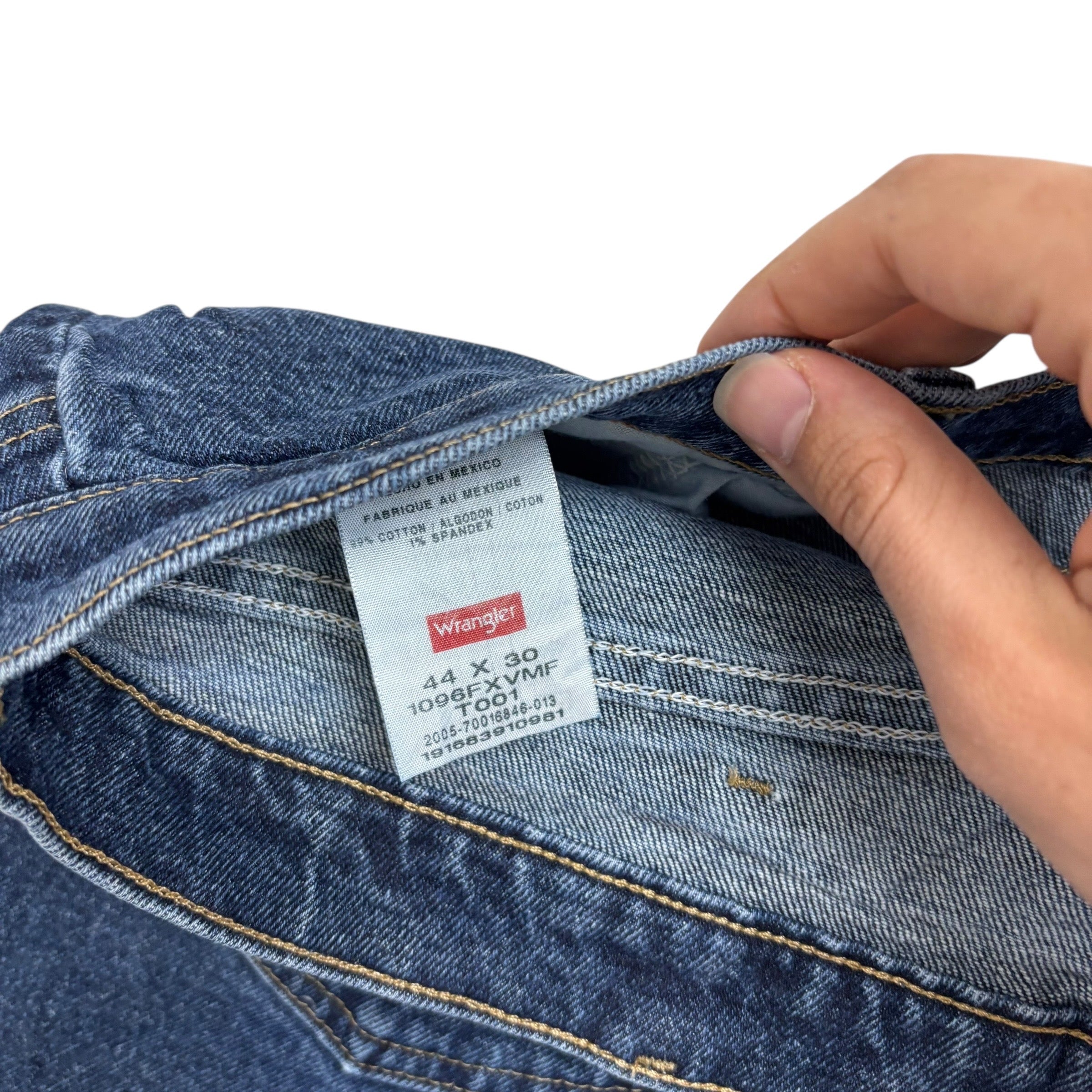 Wrangler Jeans W44 L30 Mens Mid Blue Regular Straight Fit Stretch Denim (E)