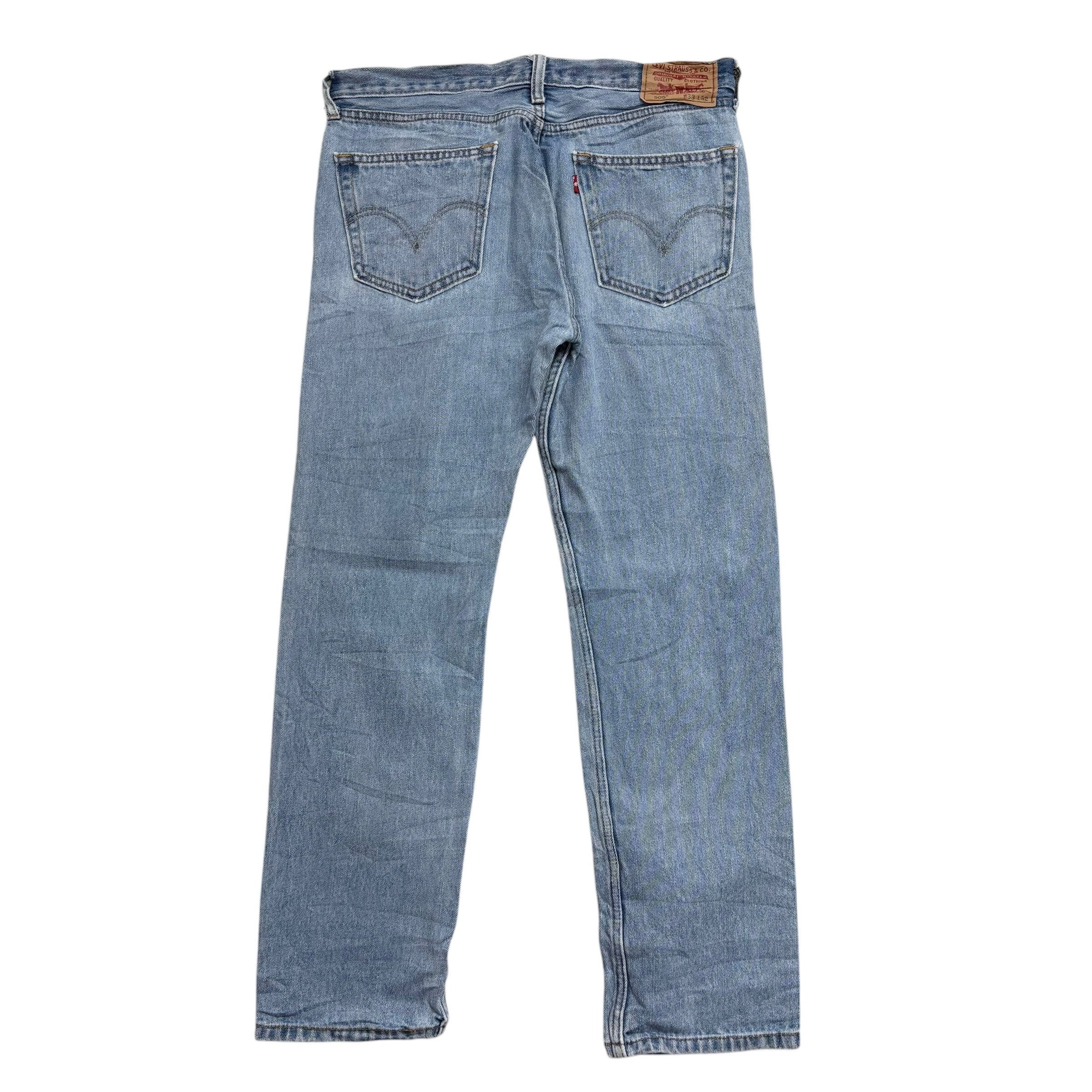 Levis 505 Jeans W33 L32 Mens Light Blue Regular Straight Fit Vintage Denim