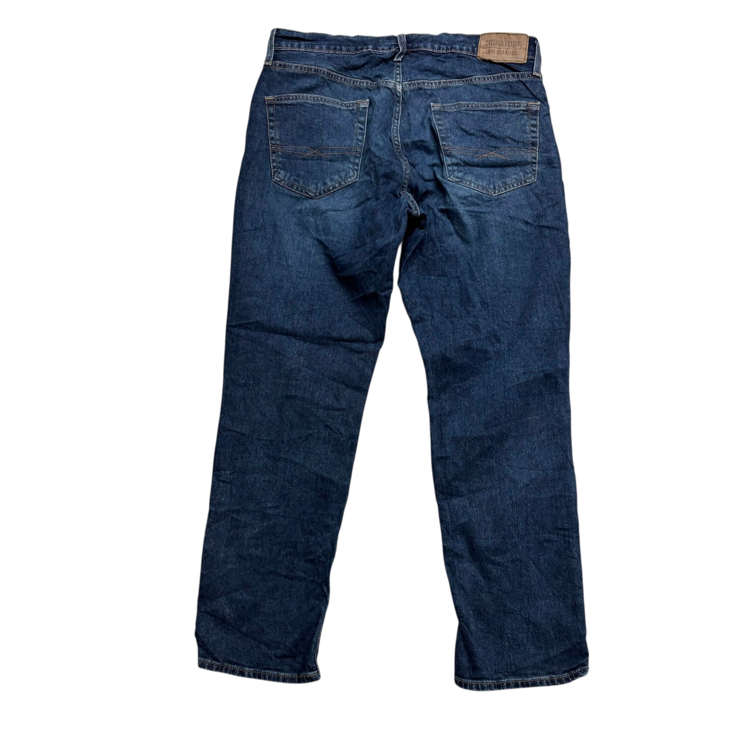 Levis Signature Jeans W33 L30 Mens Dark Blue Athletic Tapered Stretch Denim (E)