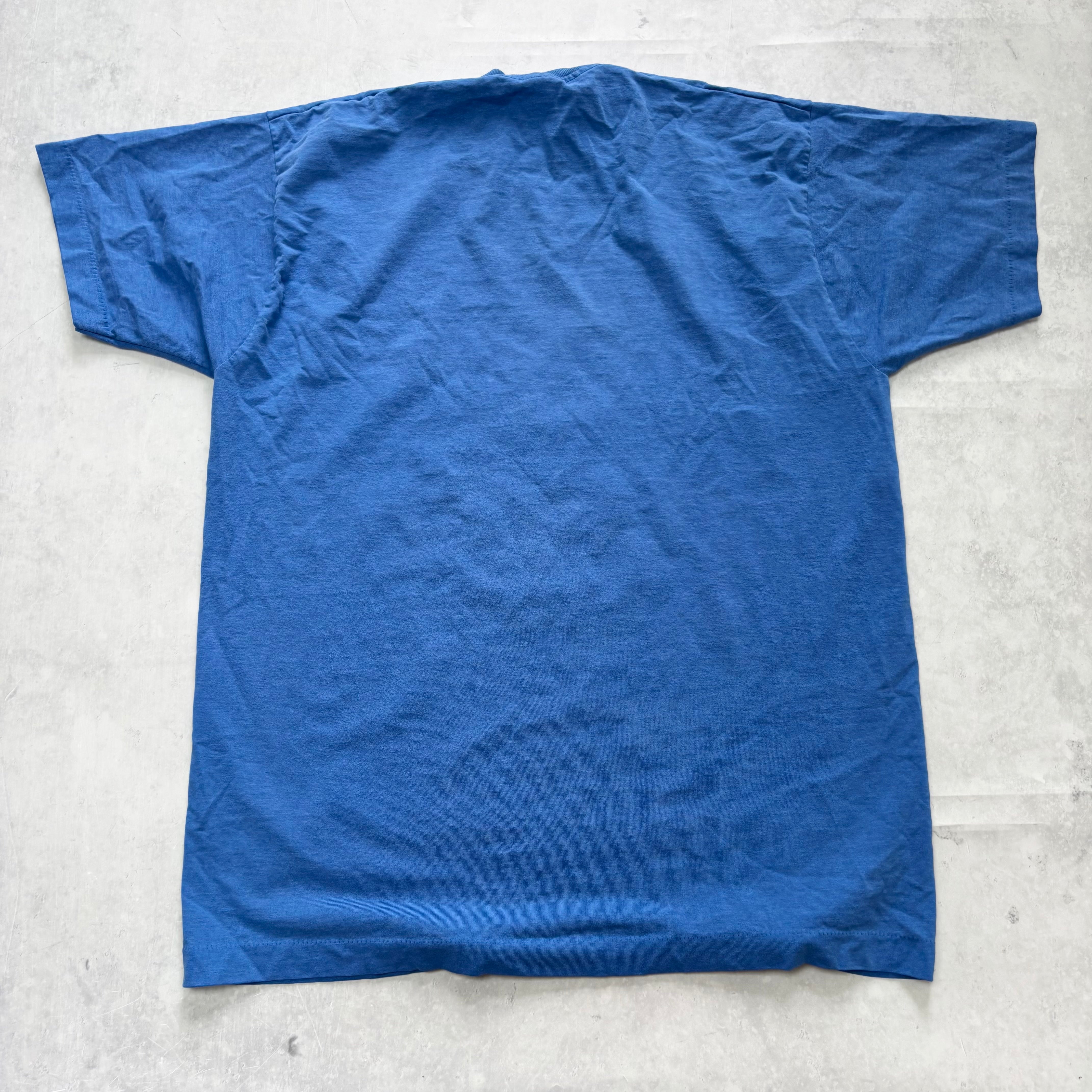 Vintage T Shirt Mens XL Blue Single Stitch Graphic Print 90s College (E)