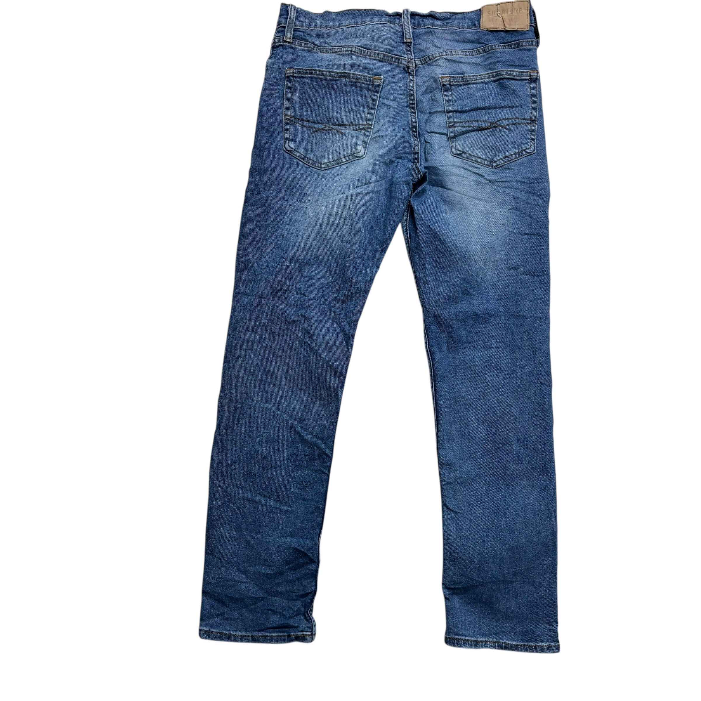 Levis Signature Jeans W32 L30 Mens Mid Blue Slim Fit Stretch Denim (E)