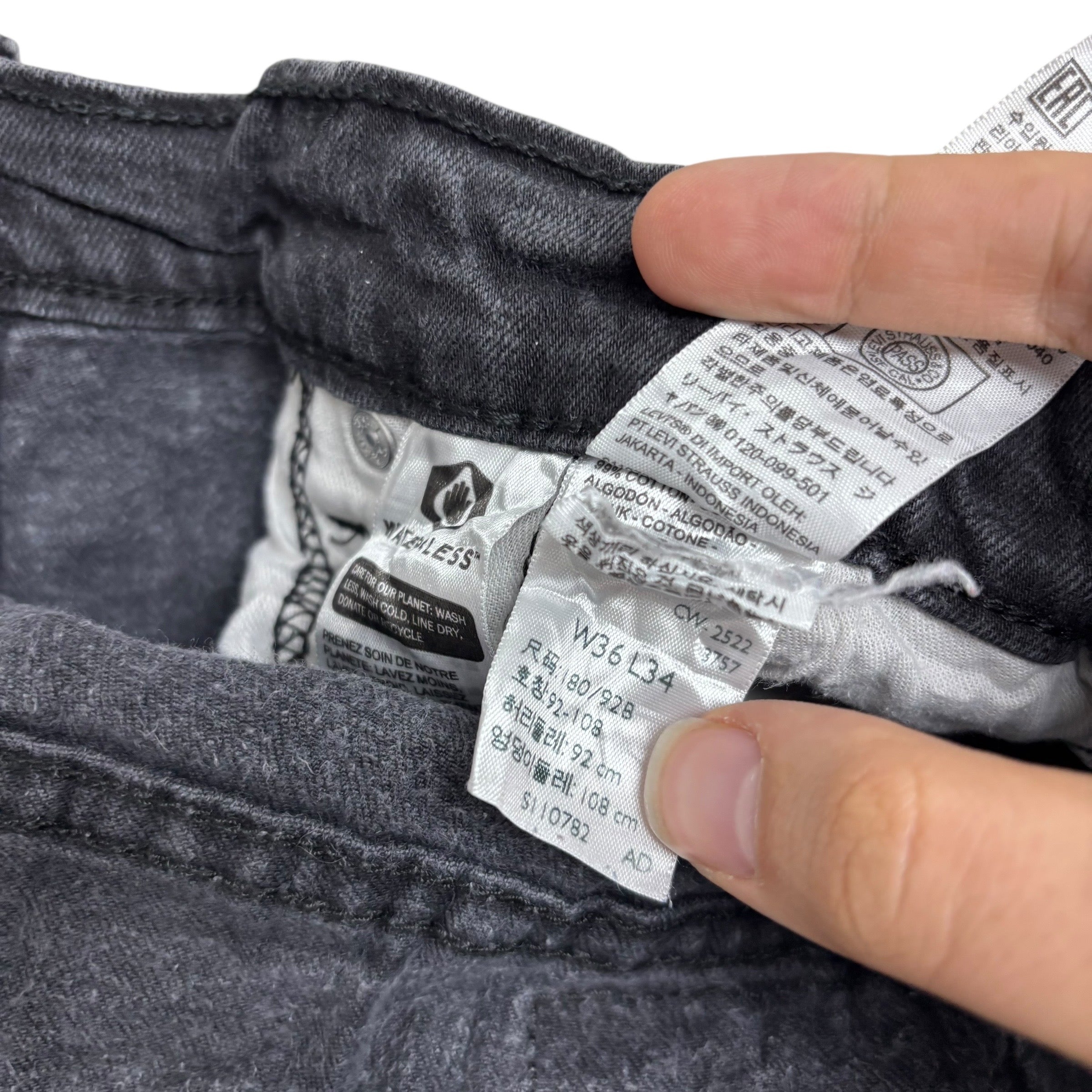 Levis 514 Jeans W35 L33 Mens Black Regular Straight Fit Stretch Denim (E)