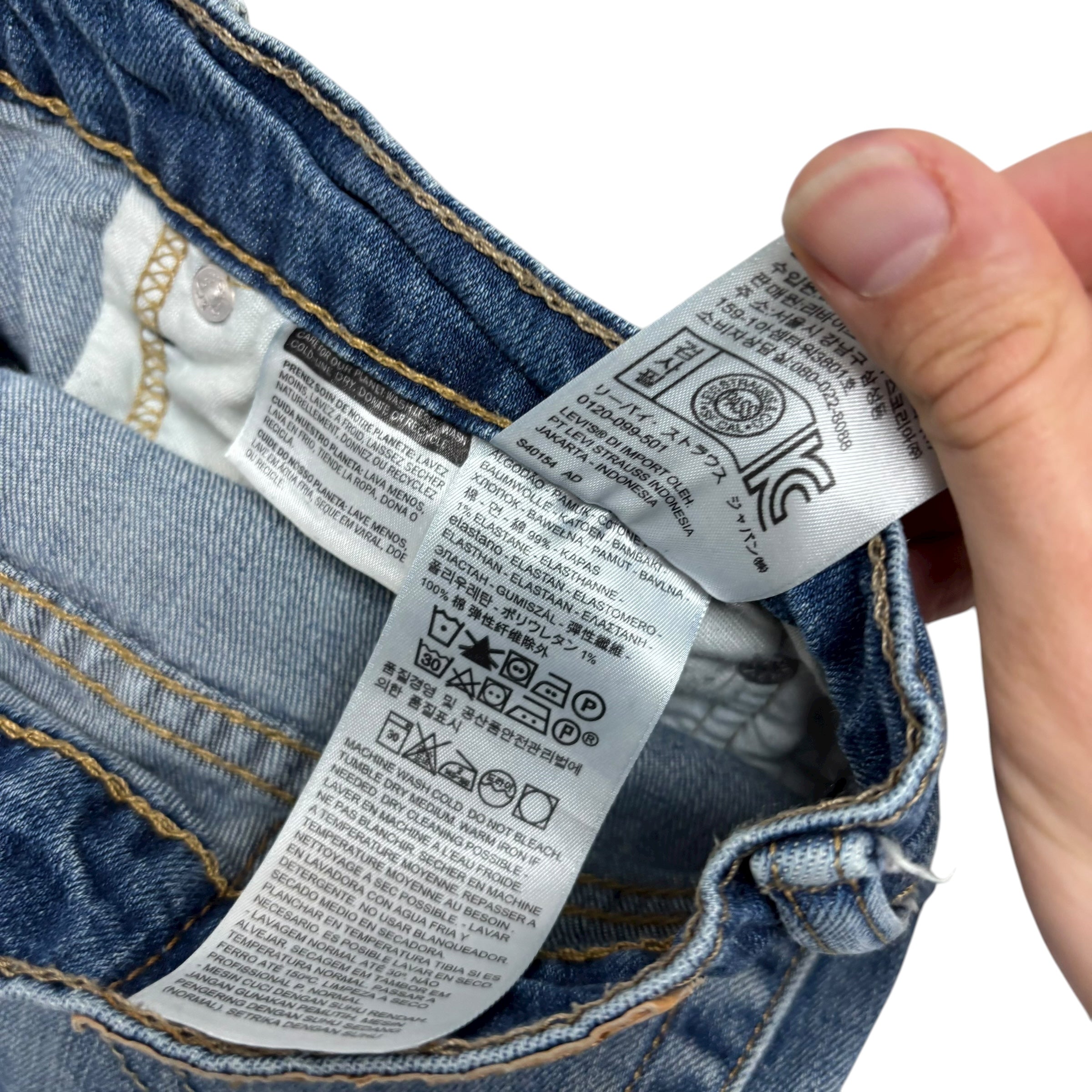 Levis 513 Jeans W34 L29 Mens Mid Blue Slim Straight Fit Stretch Denim (F)