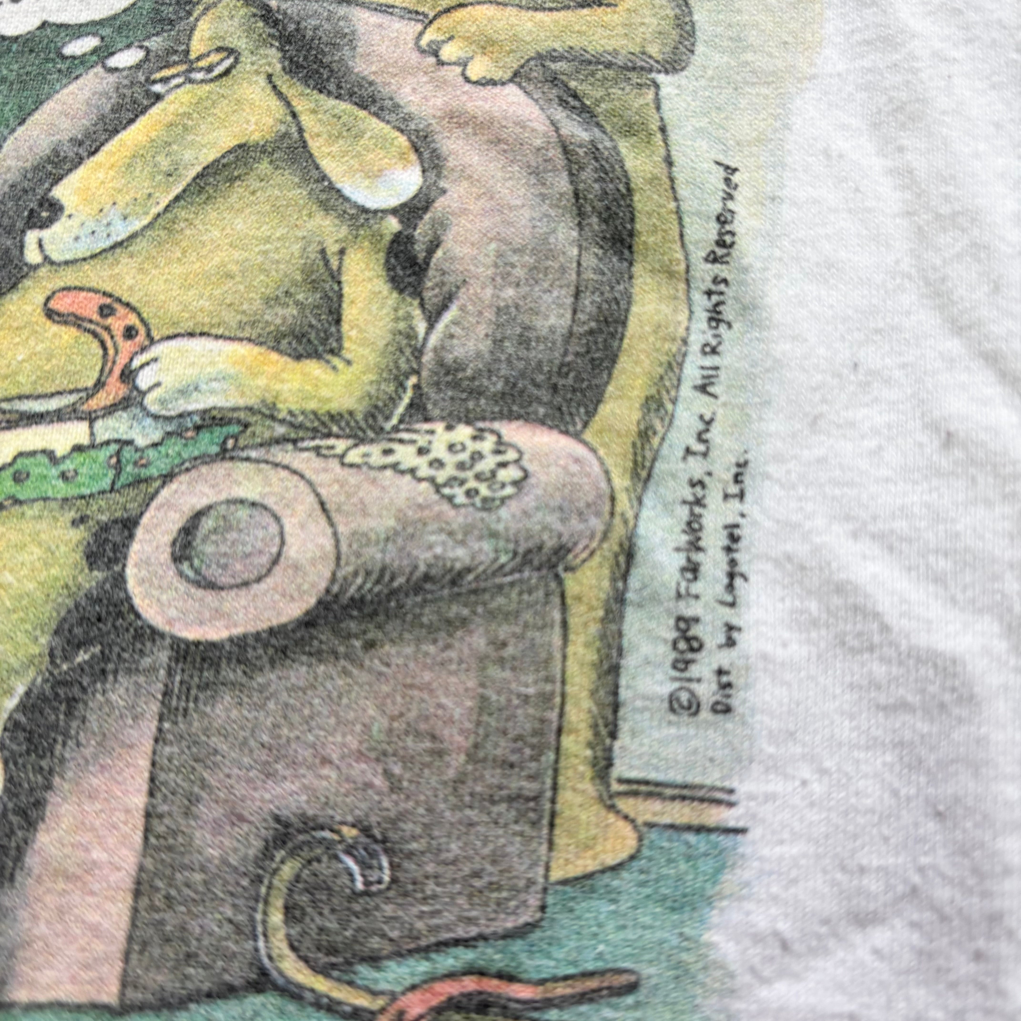 Vintage T Shirt Mens Large White Single Stitch Graphic Print 90s USA Dogs (F)