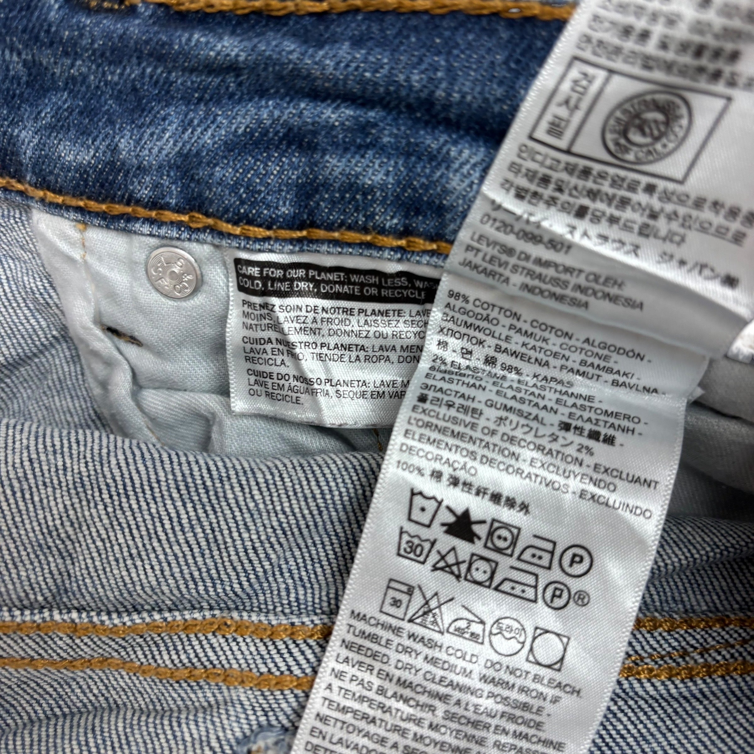 Levis 505 Jeans W40 L30 Mens Mid Blue Regular Straight Fit Stretch Denim (E)