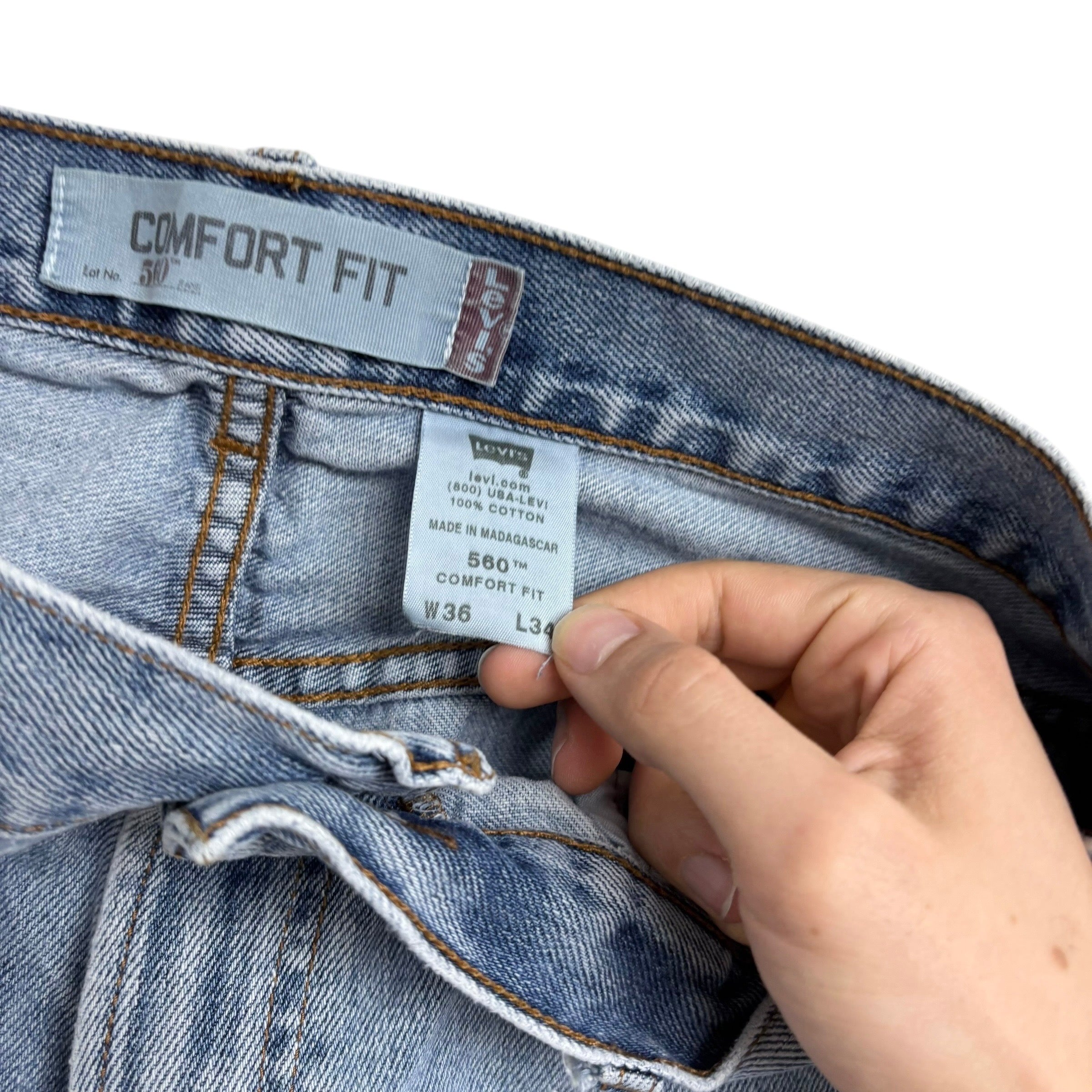 Levis 560 Jeans W36 L34 Mens Light Blue Baggy Relaxed Comfort Fit Vintage Denim